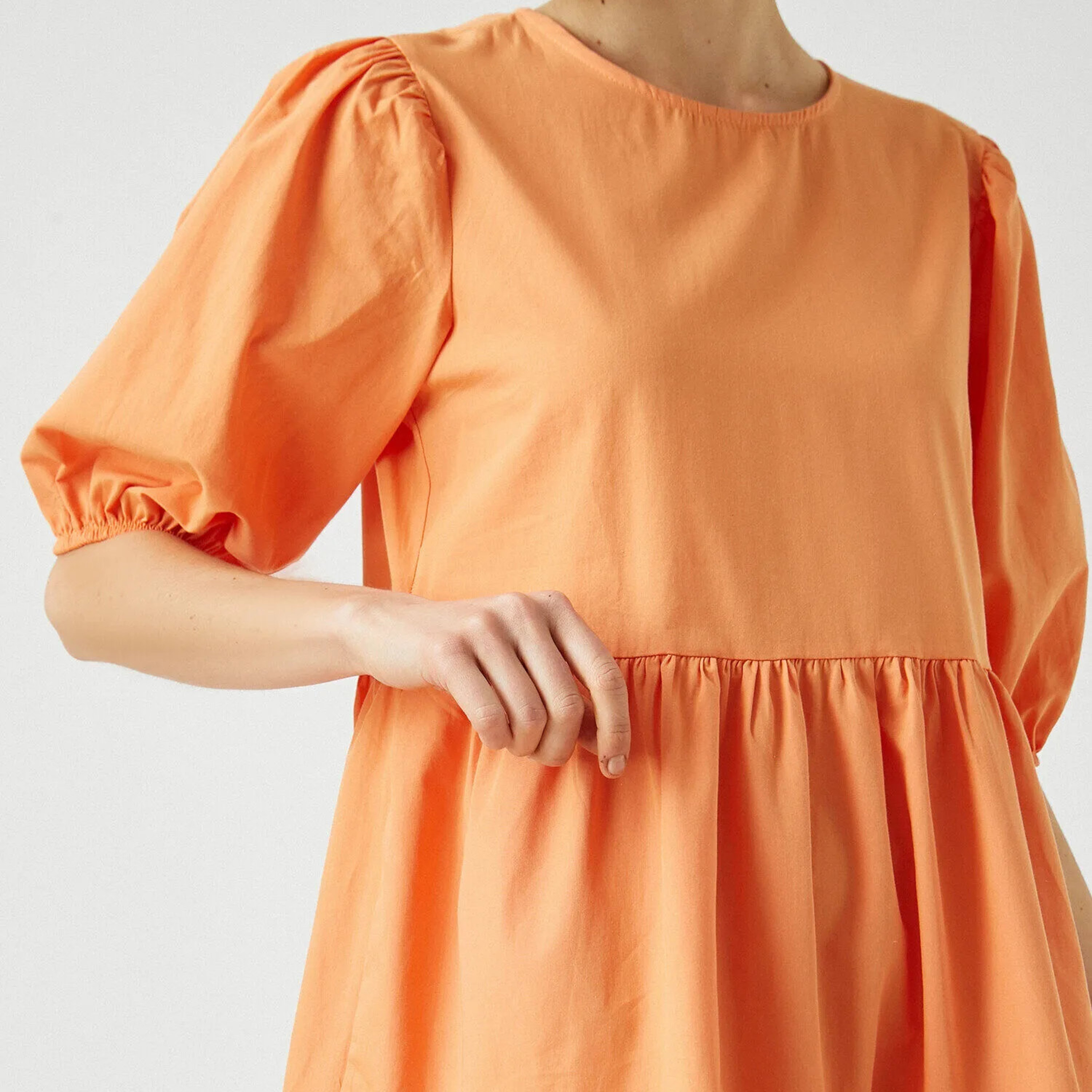 KOTON Orange Puff Sleeves Fit & Flared Women's Mini Dress-women-clothing-dresses-image-5