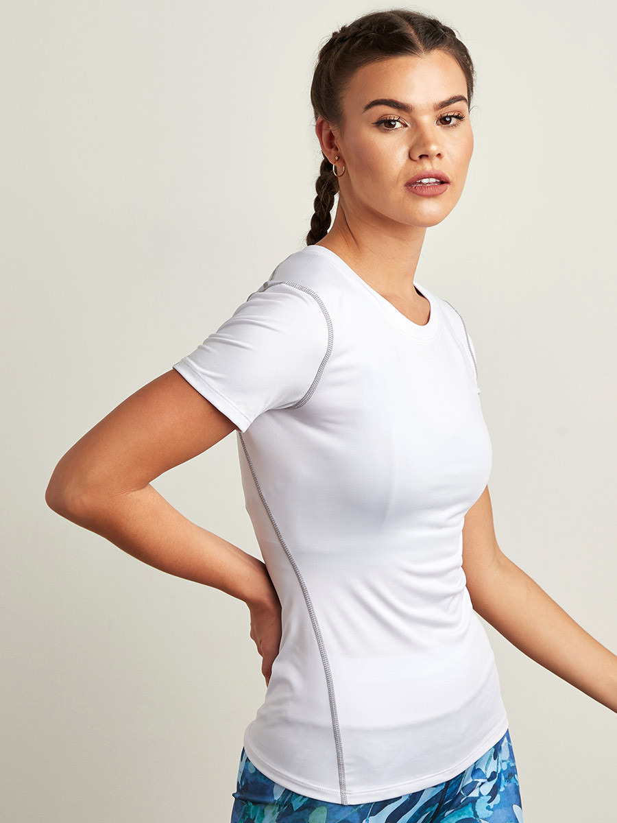 تيشيرت رياضي سادة بأكمام قصيرة من ستايلي-sports-women-clothing-tshirtsandvests-image-1