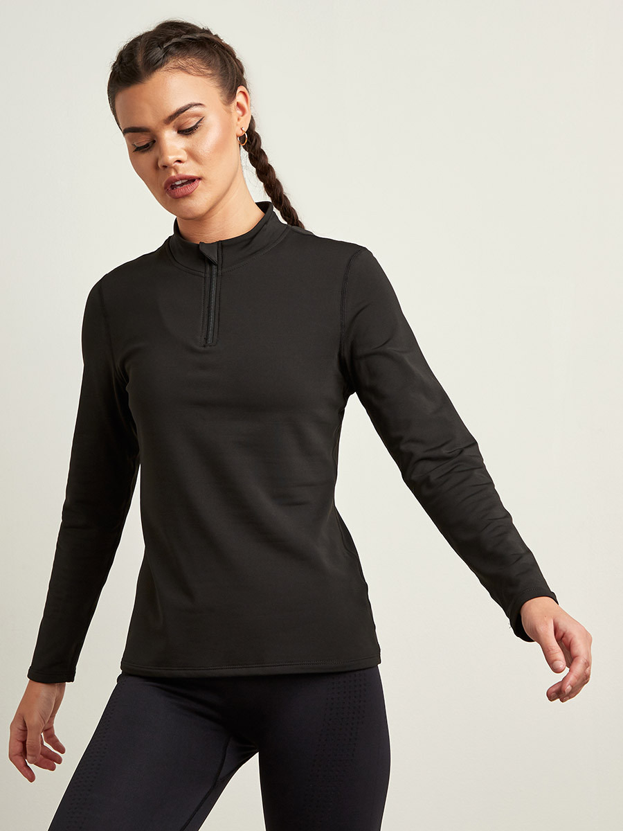 تيشيرت رياضي سادة بسحاب أمامي من ستايلي-sports-women-clothing-tshirtsandvests-image-1