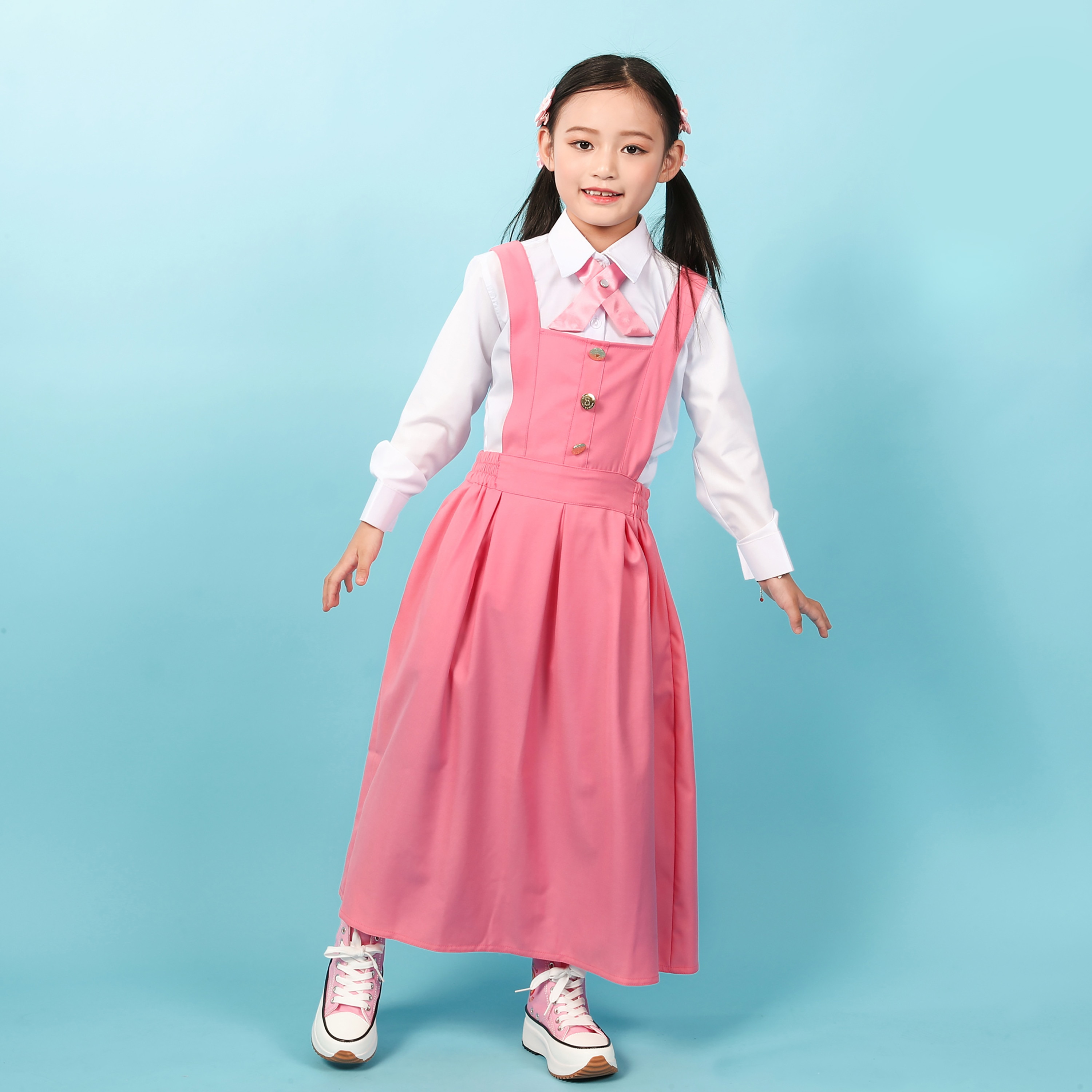 فستان مُوحد للمرحلة الابتدائية بدون أكمام مع ربطة عنق من ماي سكول-girls-clothing-schoolwear-dresses-image-1
