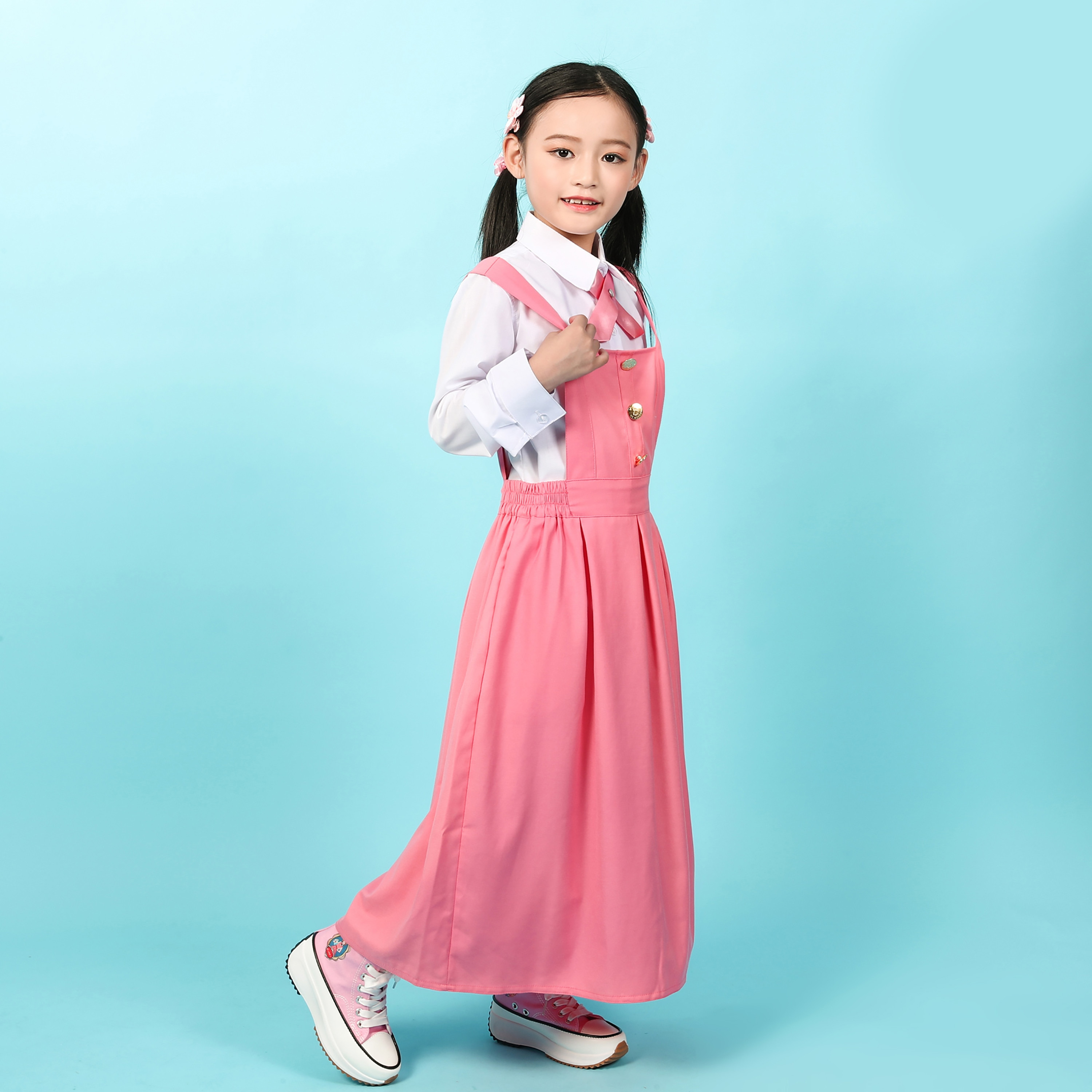 فستان مُوحد للمرحلة الابتدائية بدون أكمام مع ربطة عنق من ماي سكول-girls-clothing-schoolwear-dresses-image-3