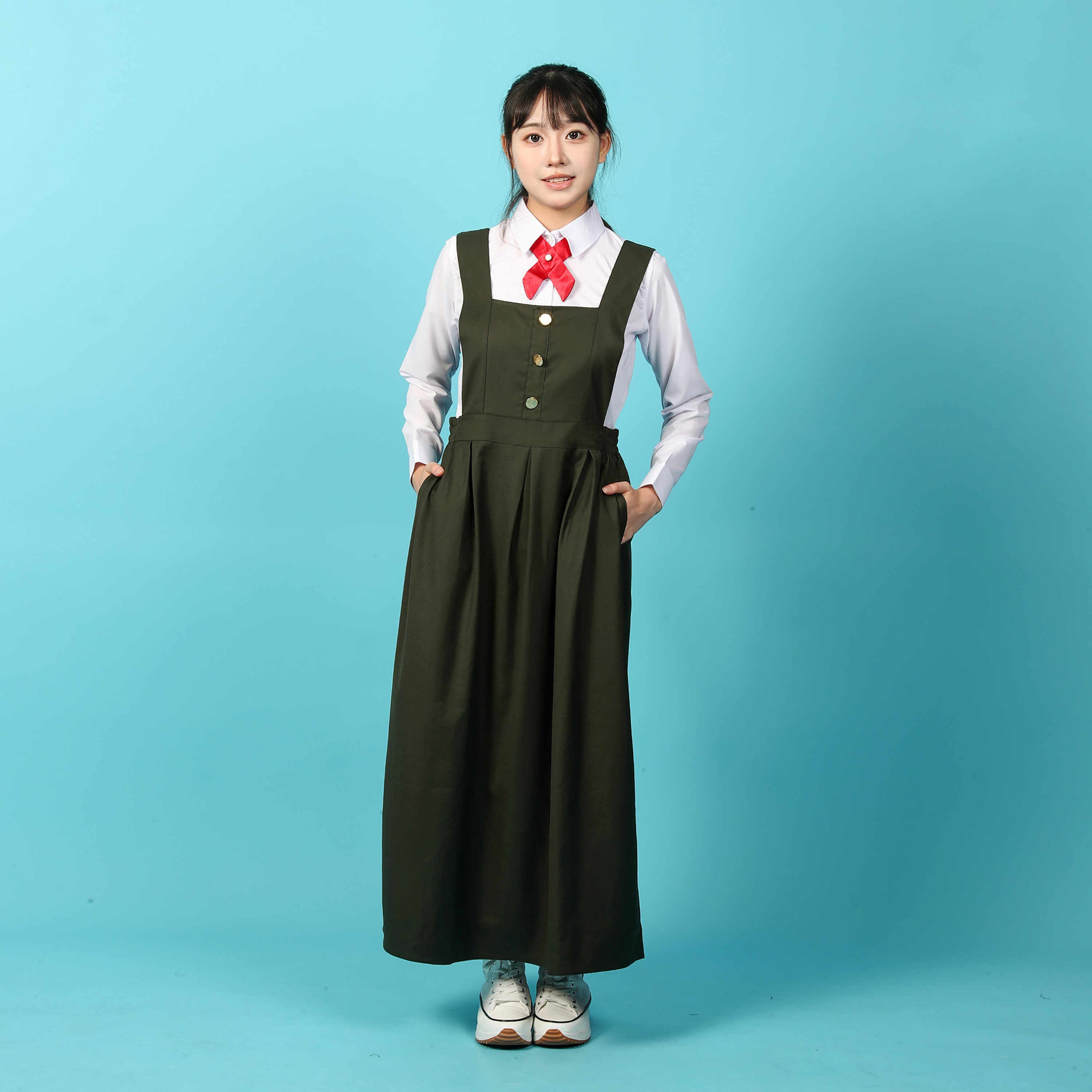 My School Sleeveless Uniform Dress with Tie-girls-clothing-schoolwear-dresses-image-1