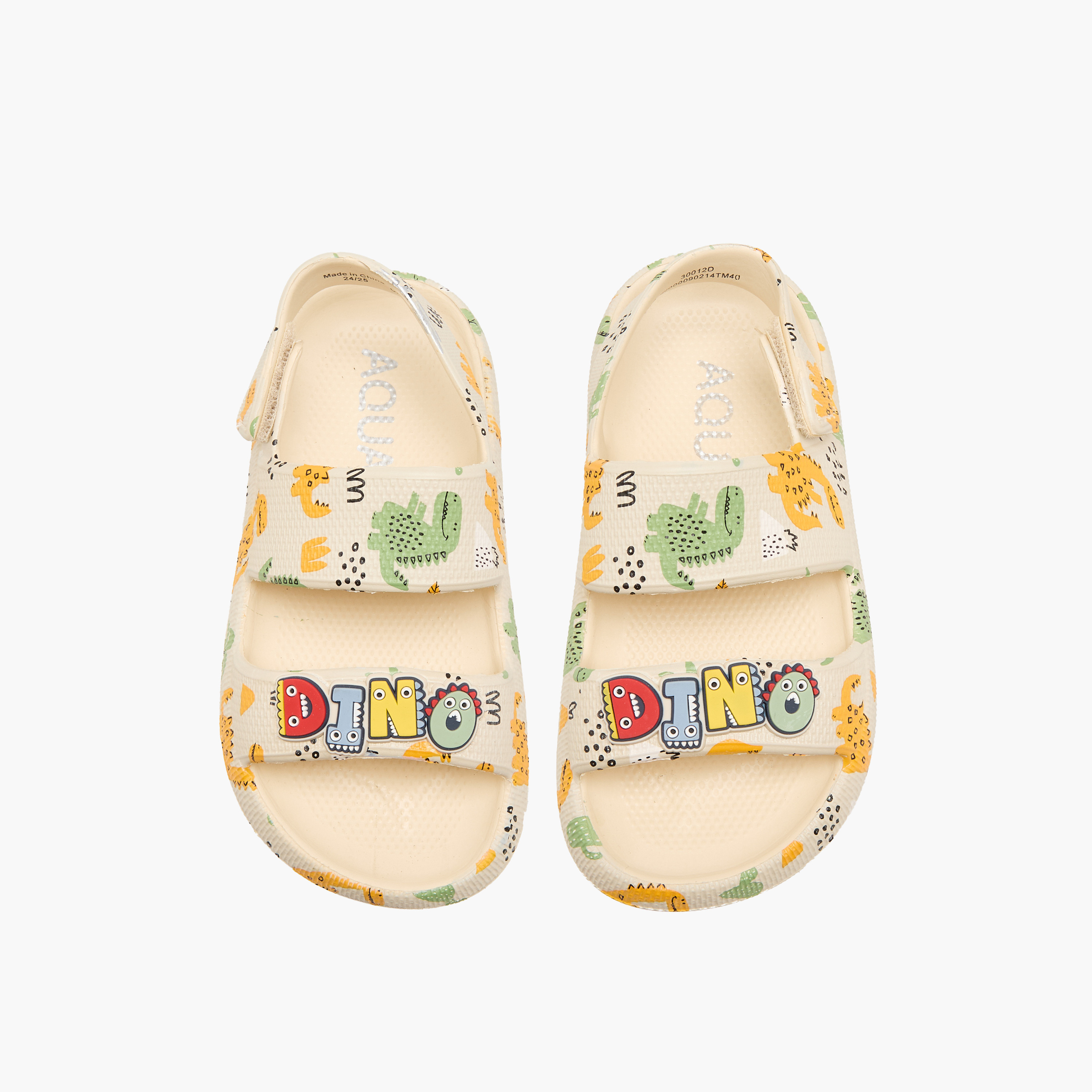 Aqua Boys Dinosaur Print Hook & Loop Sandals-boys-shoes-sandals-image-1