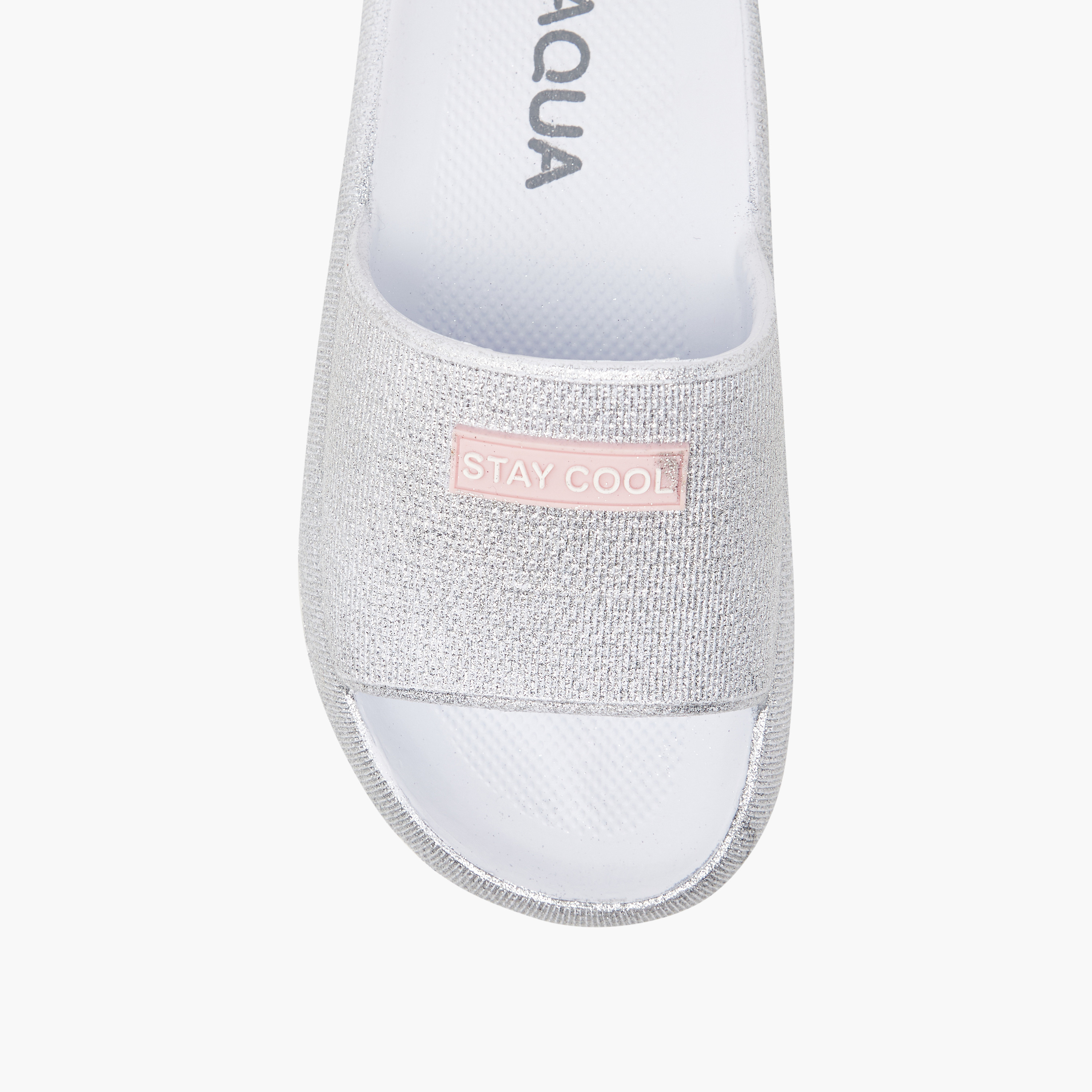 Aqua Girls' Glitter Textured Slip-On Slides-girls-shoes-flipflopsandslides-image-3