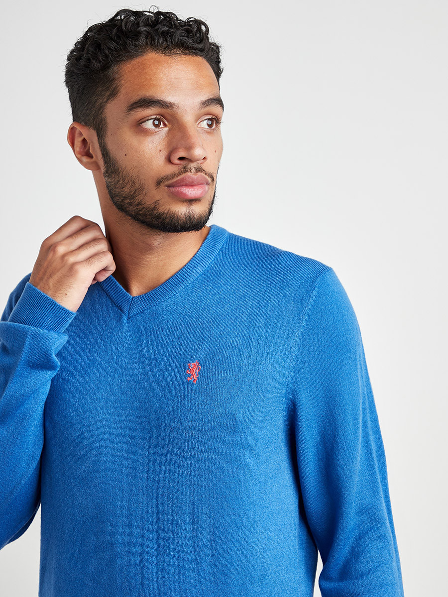 Plain Sweater with V-neck and Long Sleeves-men-clothing-sweatersandpullovers-image-3