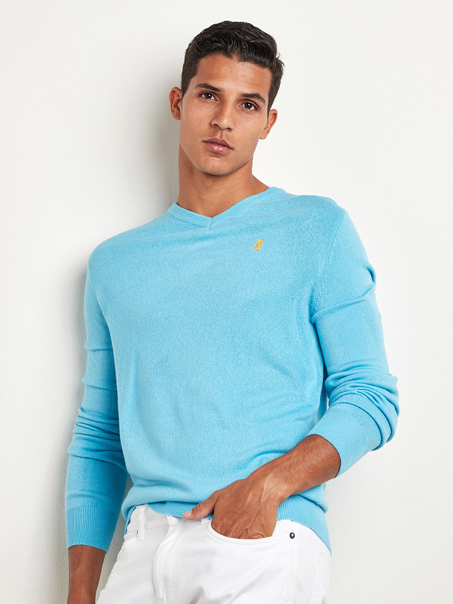 Plain V Neck Long Sleeves Jumper-men-clothing-sweatersandpullovers-image-1