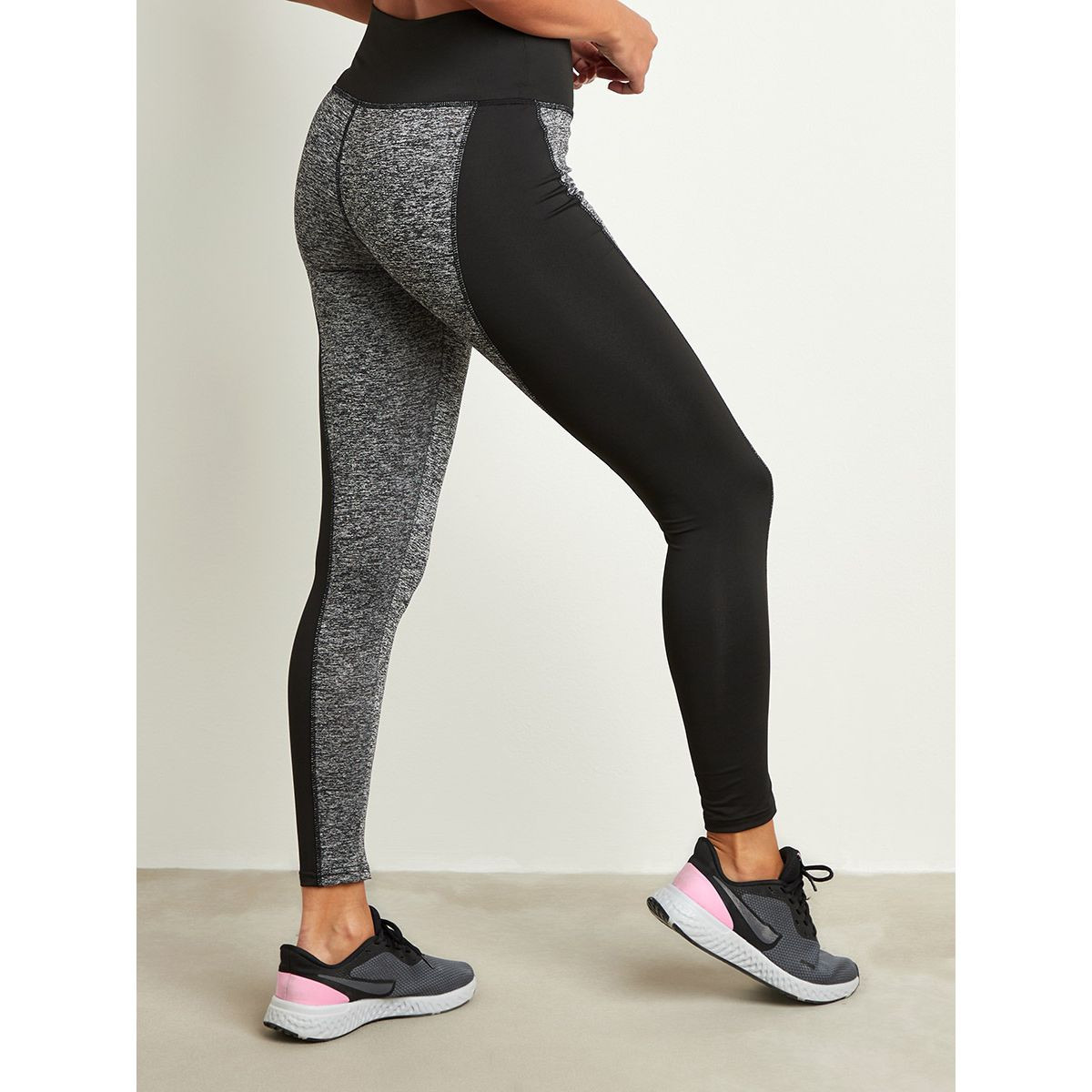 Styli Color Block Panel Melange Activewear Leggings-women-clothing-bottoms-leggings-image-4