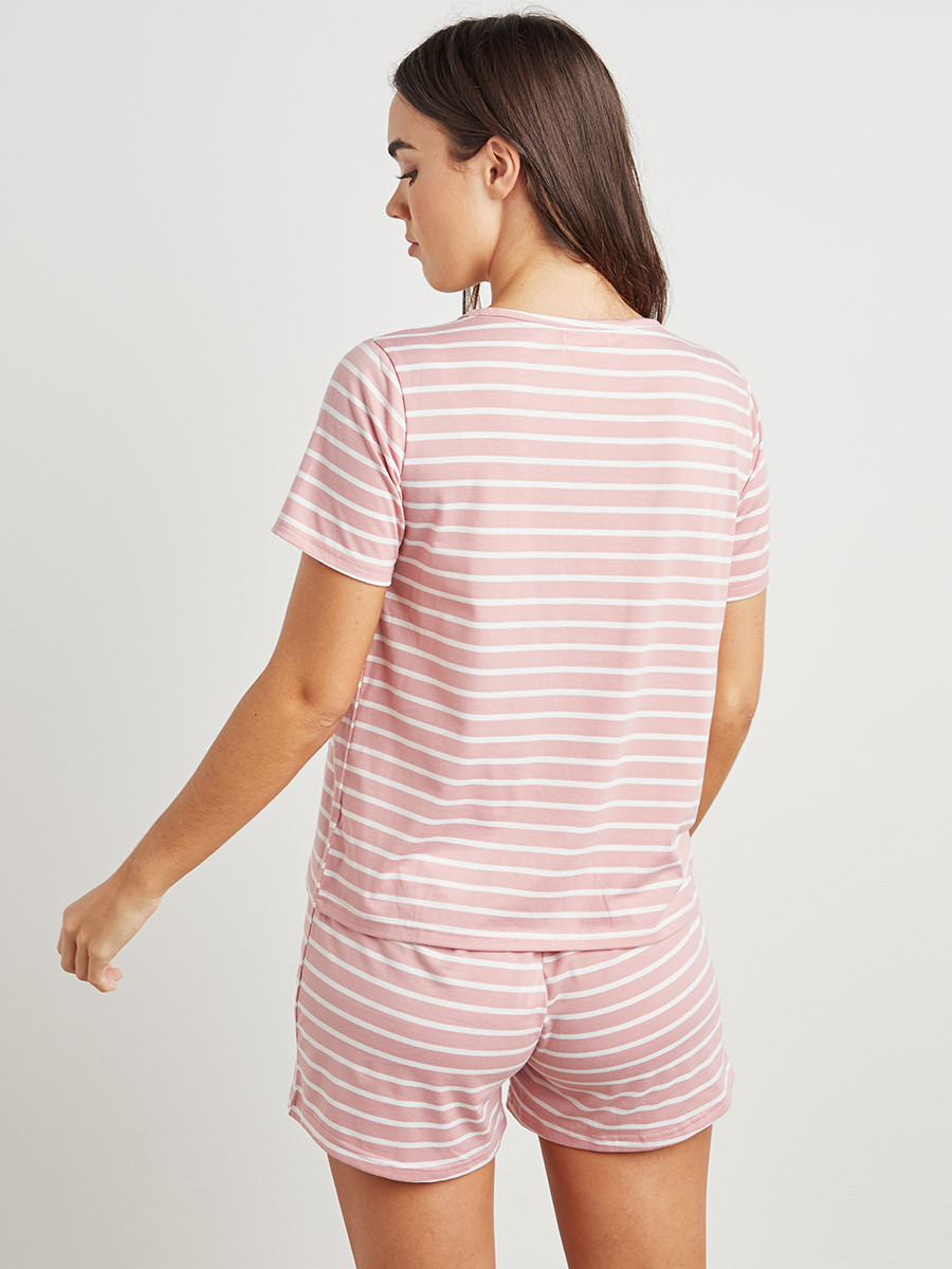 Styli Striped T-shirt and Shorts Set-women-clothing-nightwear-pyjamas-longsets-image-3
