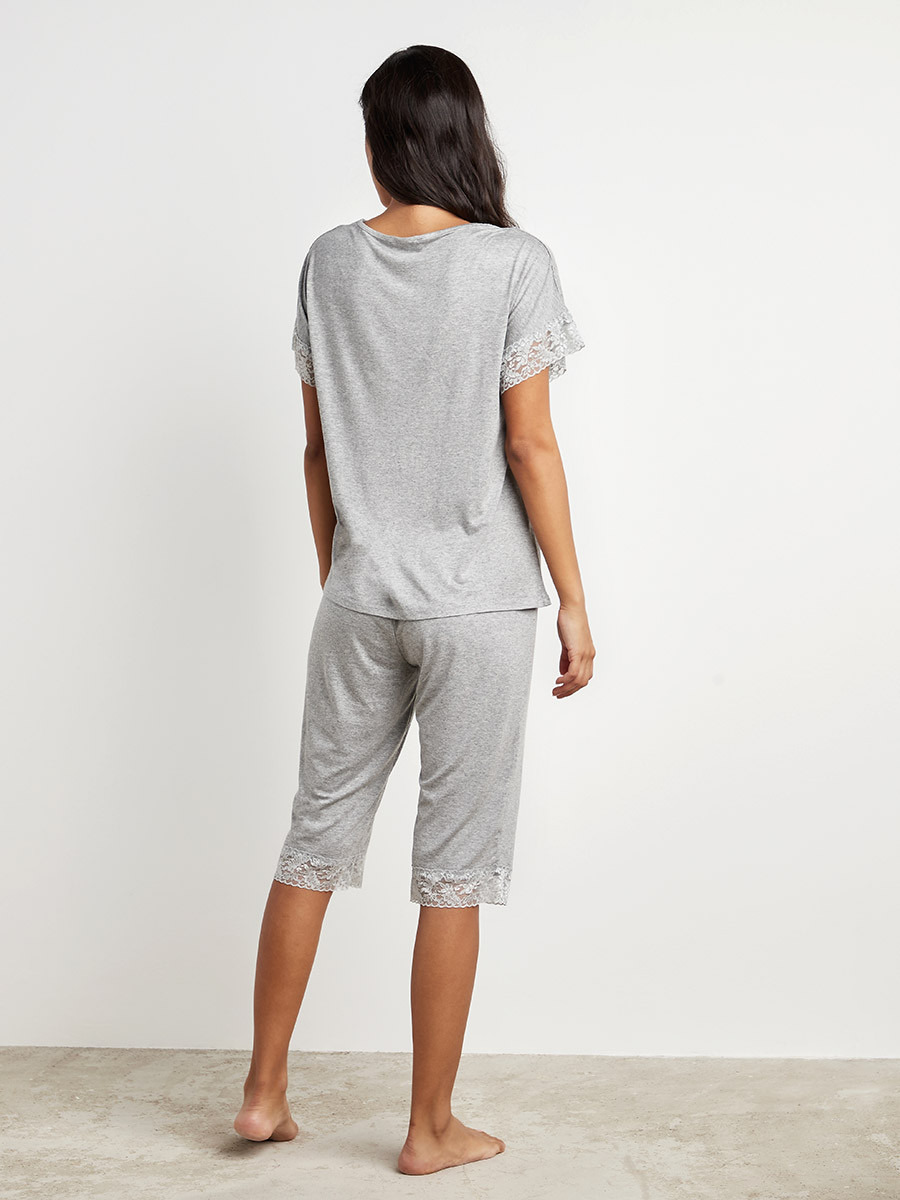 طقم بيجاما تيشرت دانتيل وبنطال من ستايلي-women-clothing-nightwear-pyjamas-bottoms-image-5
