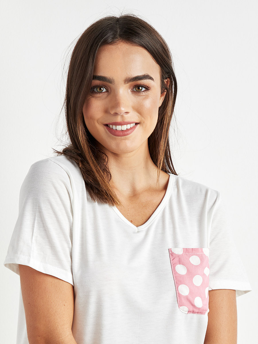 طقم بيجاما تيشيرت وشورت سادة من ستايلي-women-clothing-nightwear-pyjamas-longsets-image-4
