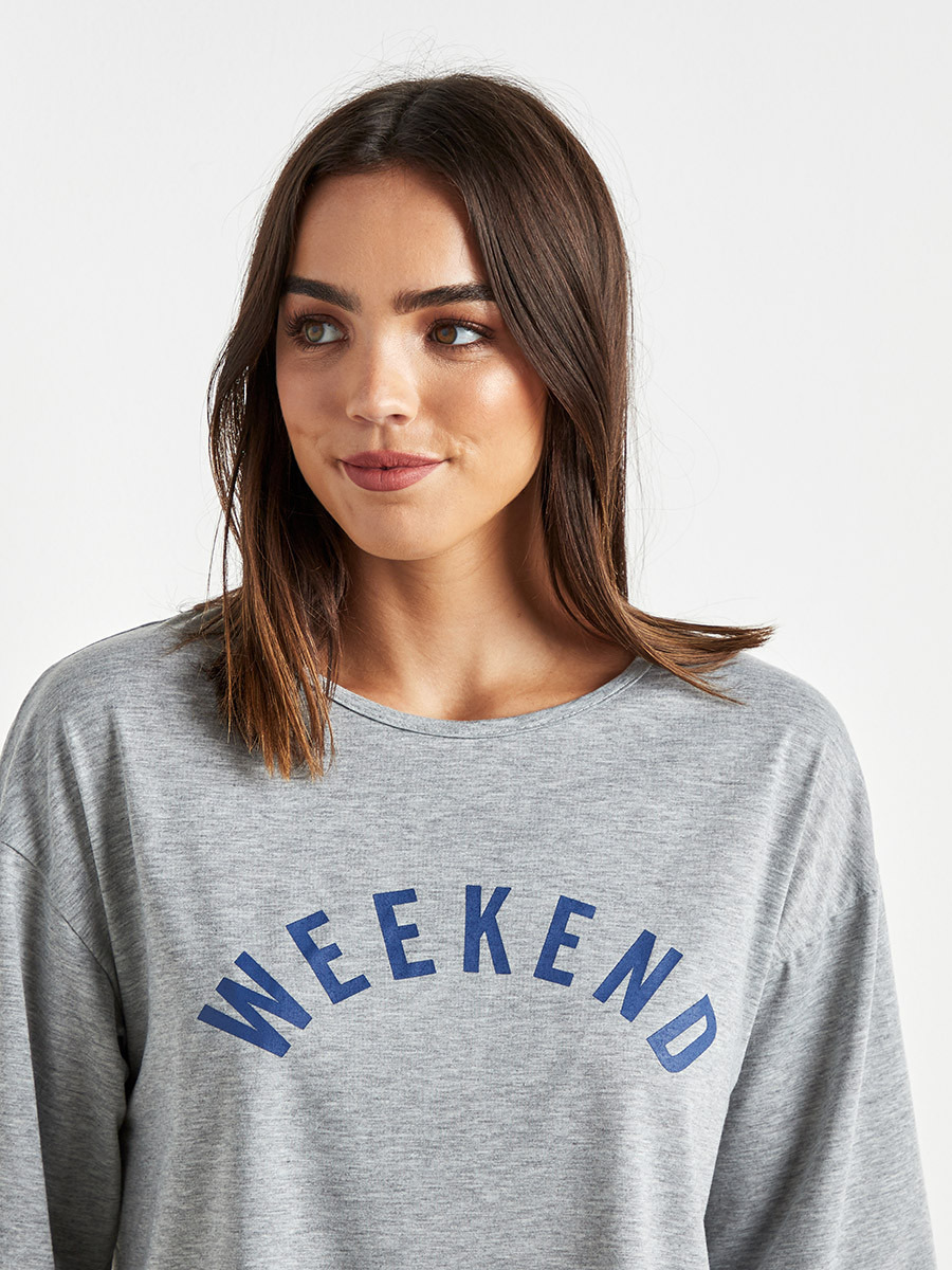 Styli Printed T-shirt and 3/4 Plain Pyjama Set-women-clothing-nightwear-pyjamas-bottoms-image-4