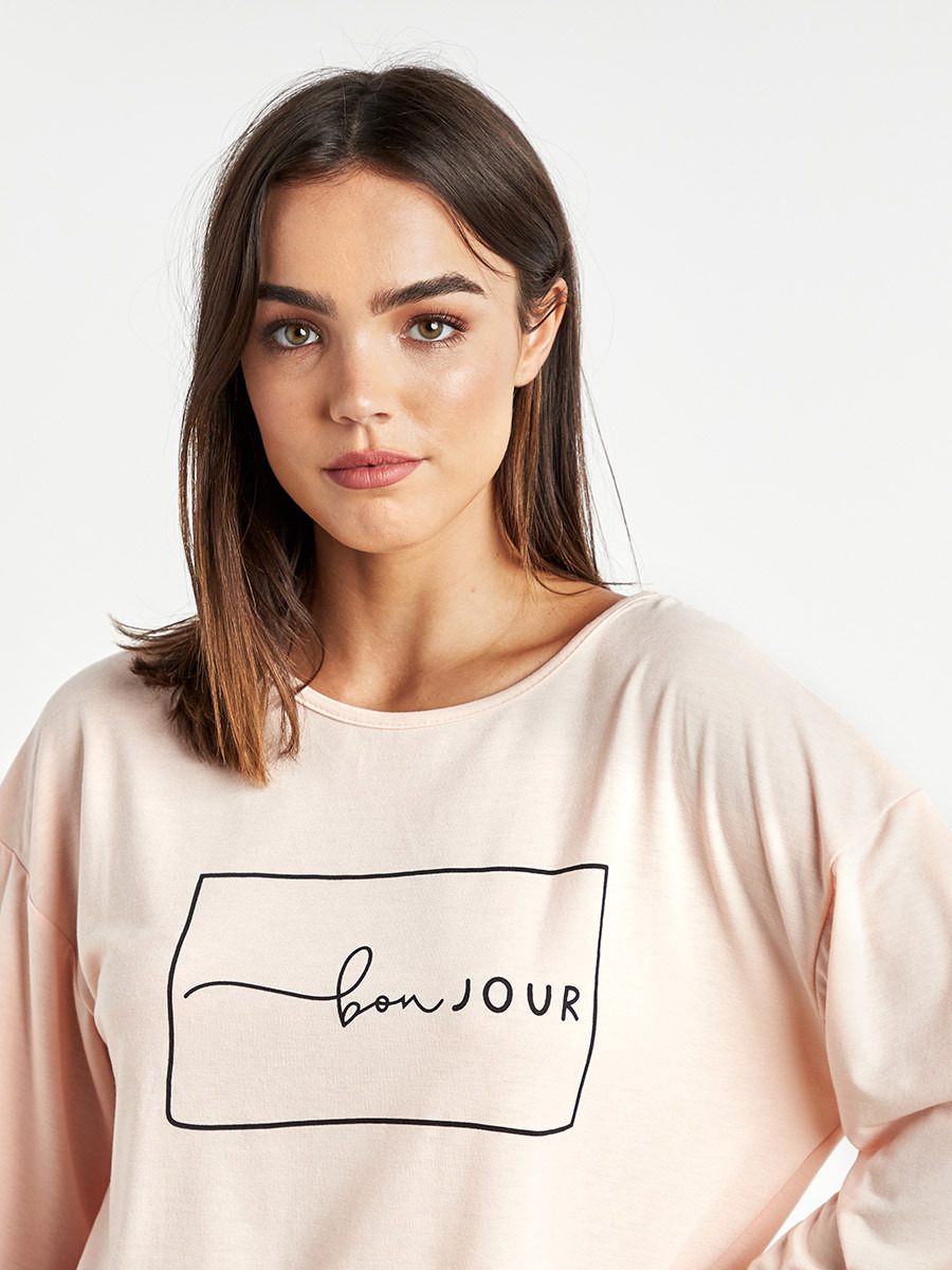 طقم بيجاما تيشرت مطبوع وبنطال من ستايلي-women-clothing-nightwear-pyjamas-bottoms-image-4