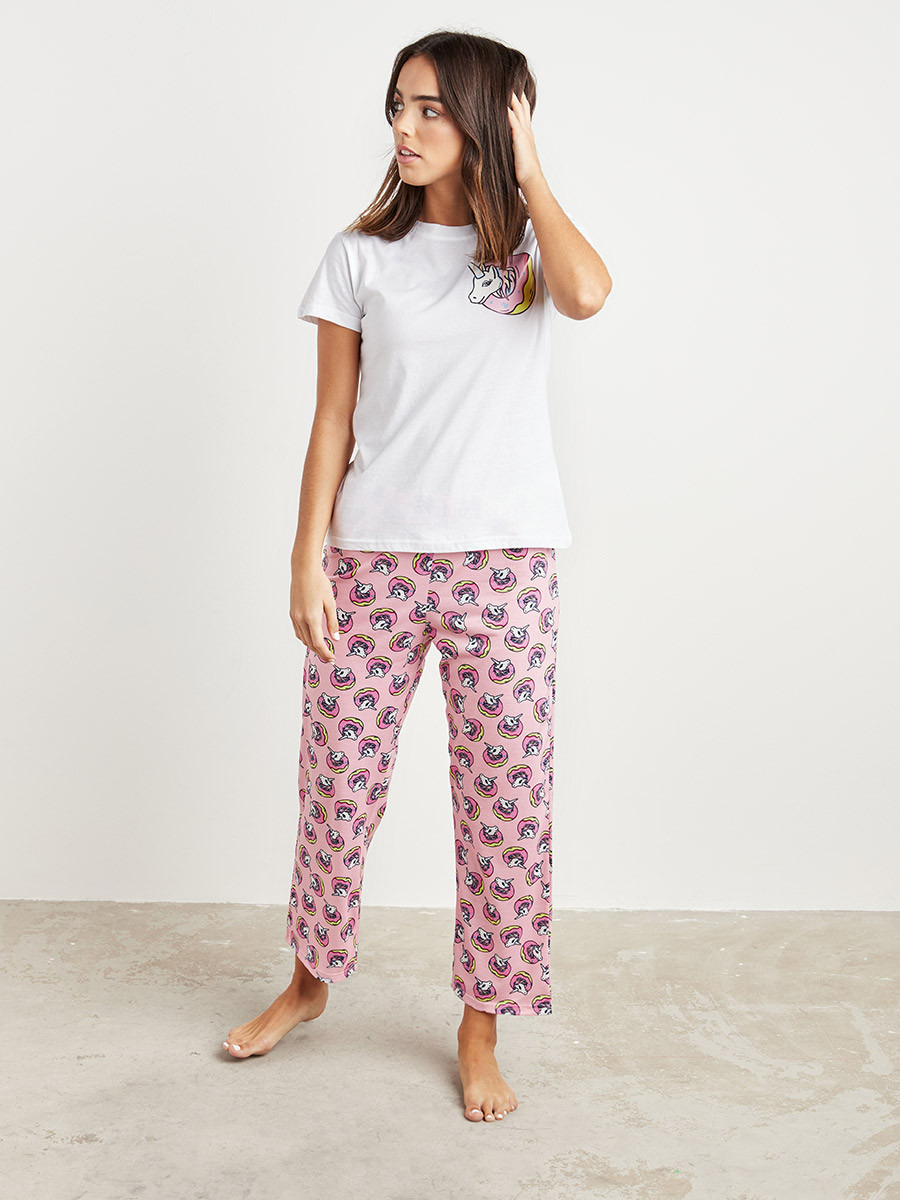 Styli Unicorn Print T-shirt and Pyjama set-women-clothing-nightwear-pyjamas-longsets-image-1