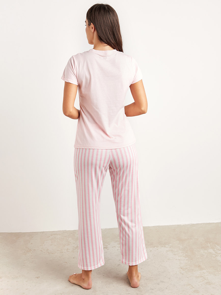 Styli Printed T-shirt an Striped Pyjama Set-women-clothing-nightwear-pyjamas-bottoms-image-3