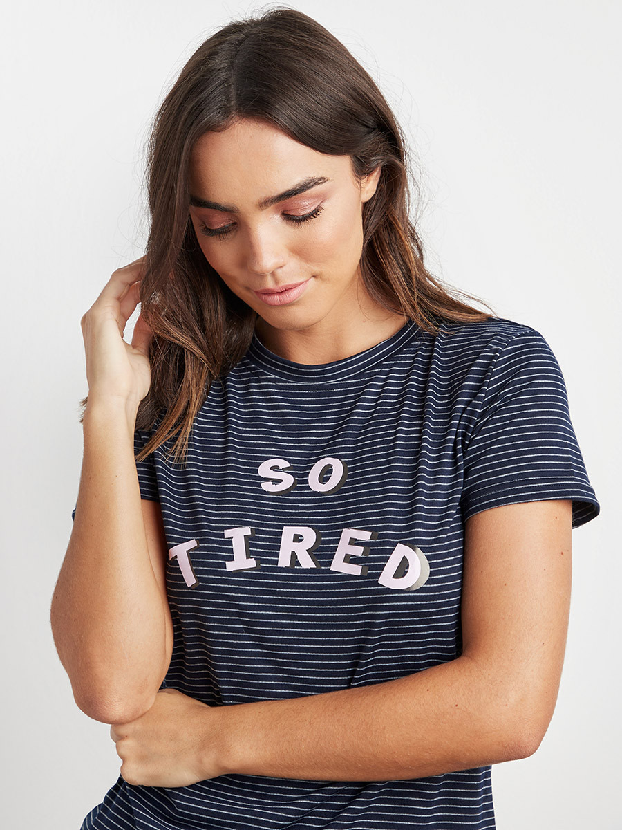 Styli Striped T-shirt and Full Length Pyjama Set-women-clothing-nightwear-pyjamas-bottoms-image-2