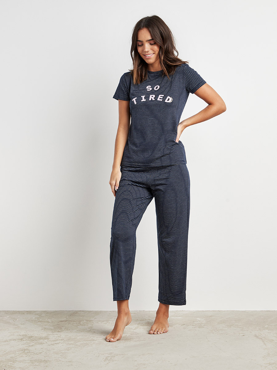 Styli Striped T-shirt and Full Length Pyjama Set-women-clothing-nightwear-pyjamas-bottoms-image-3