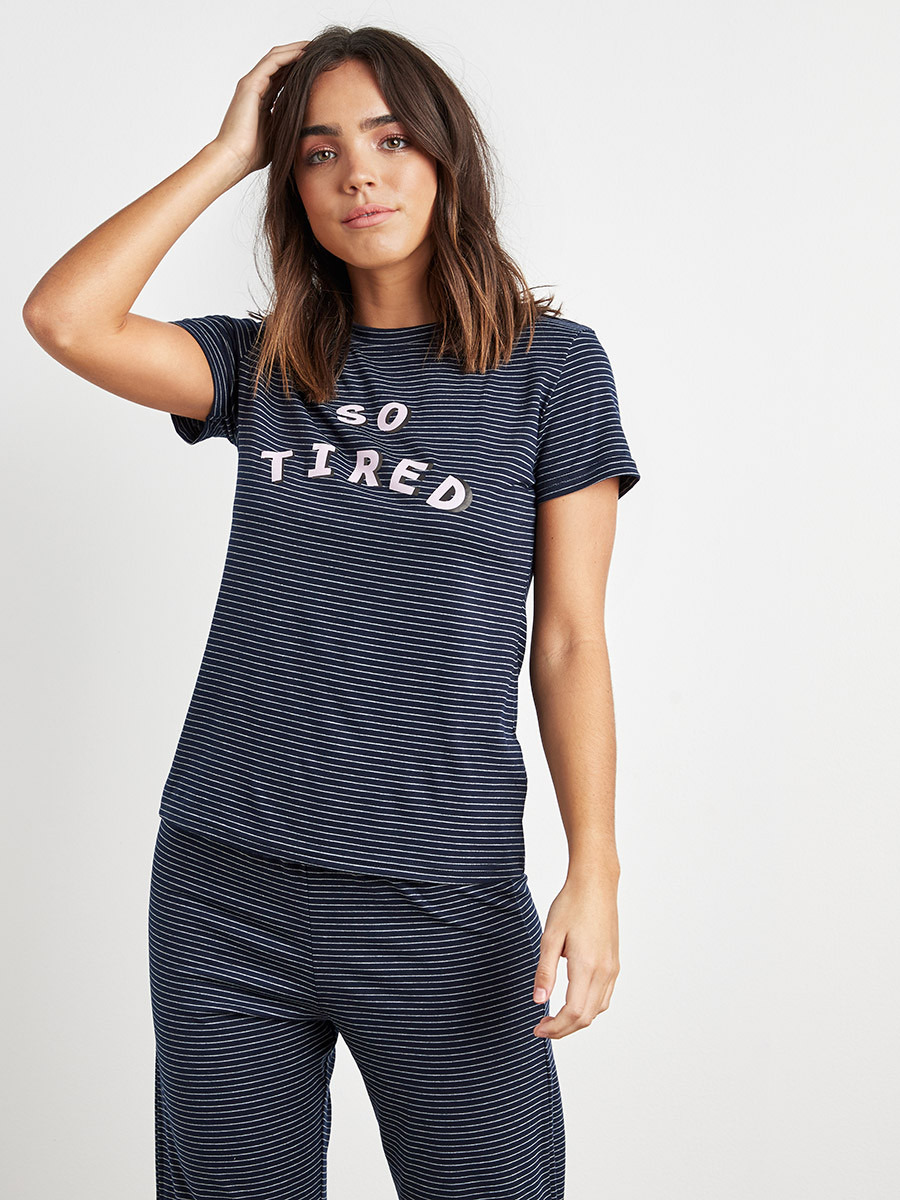 Styli Striped T-shirt and Full Length Pyjama Set-women-clothing-nightwear-pyjamas-bottoms-image-4