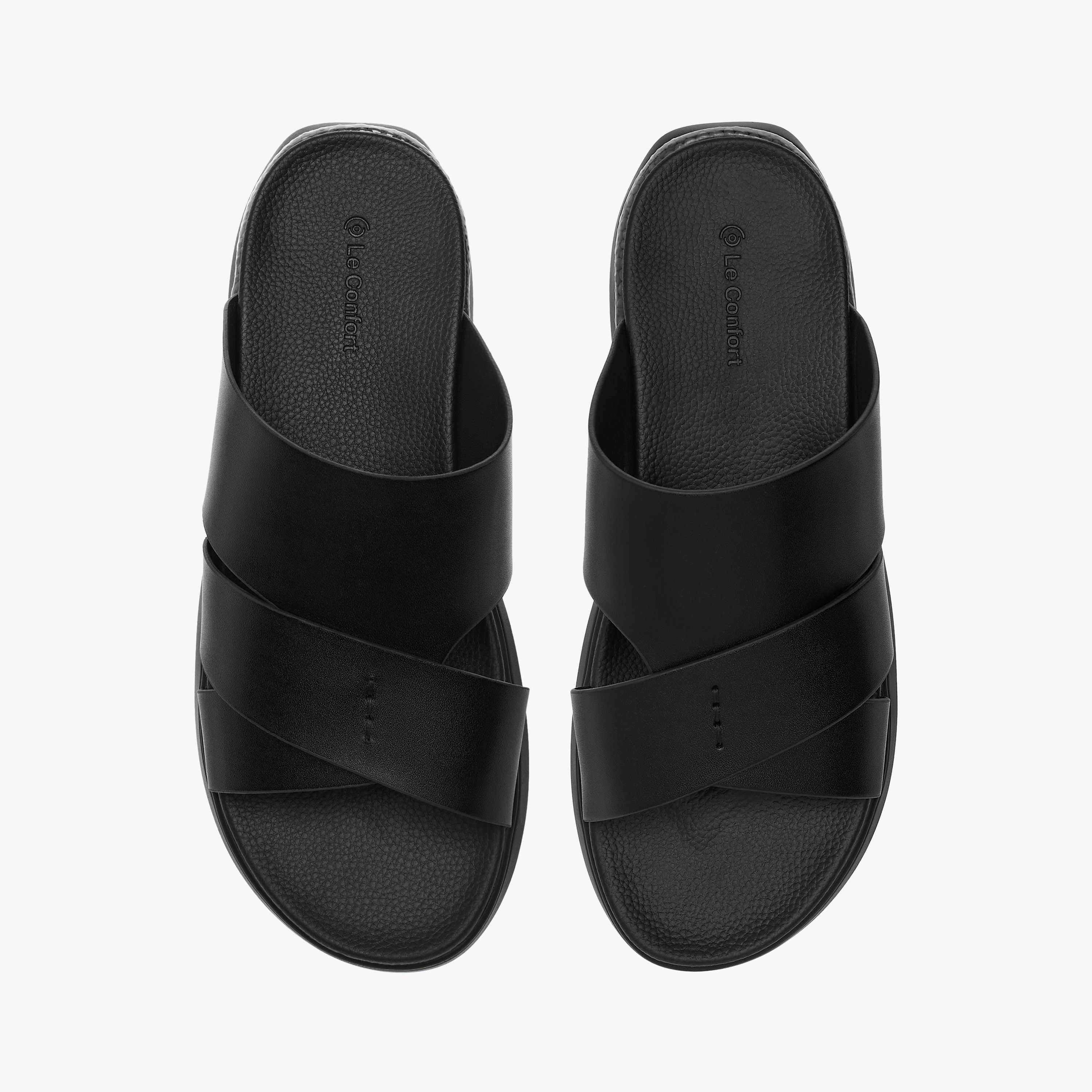 صندل مريح سادة سهل الارتداء بحزام متقاطع من لو كونفورت-men-shoes-sandals-image-1