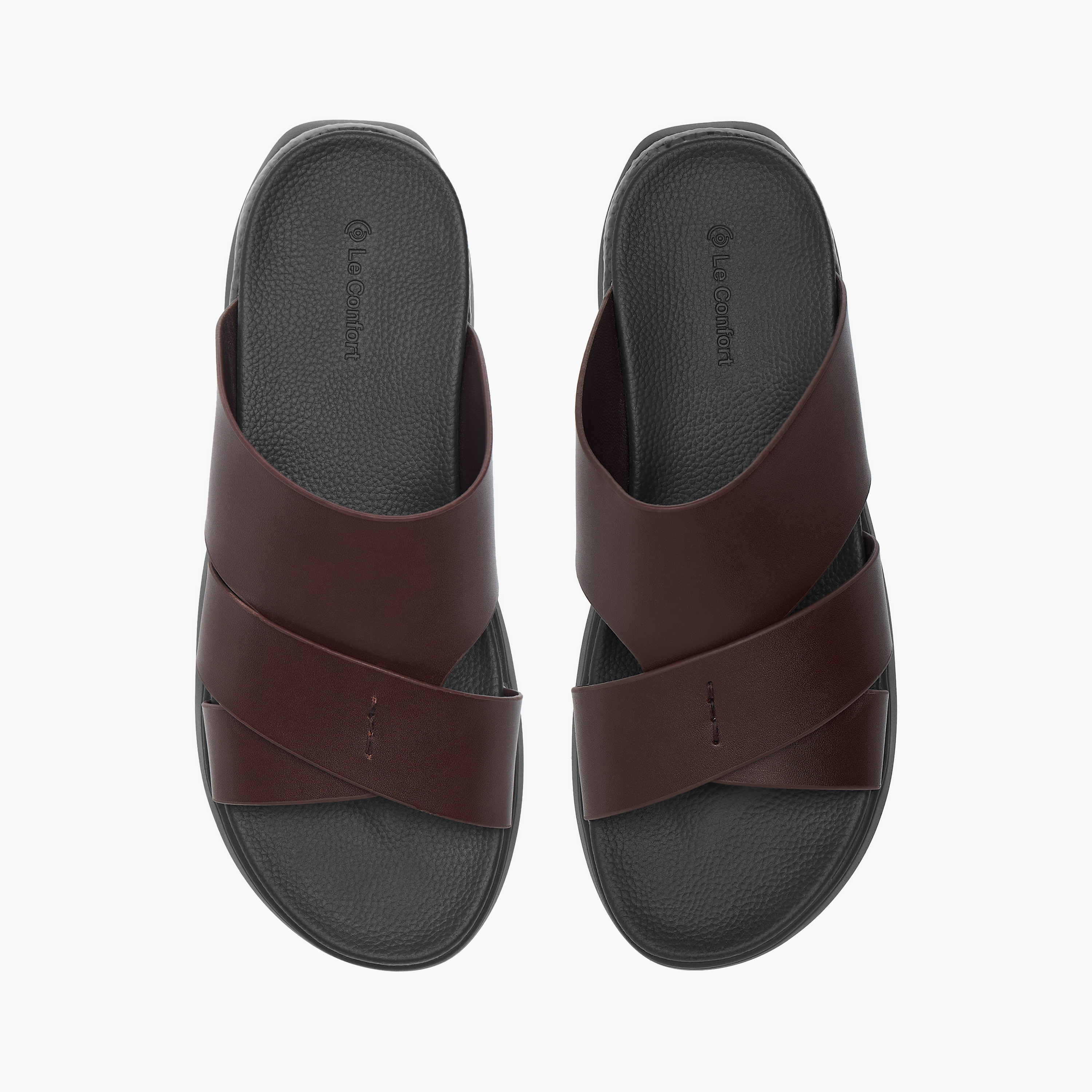 Le Confort Solid Cross Strap Slip-On Comfort Sandals-men-shoes-sandals-image-1
