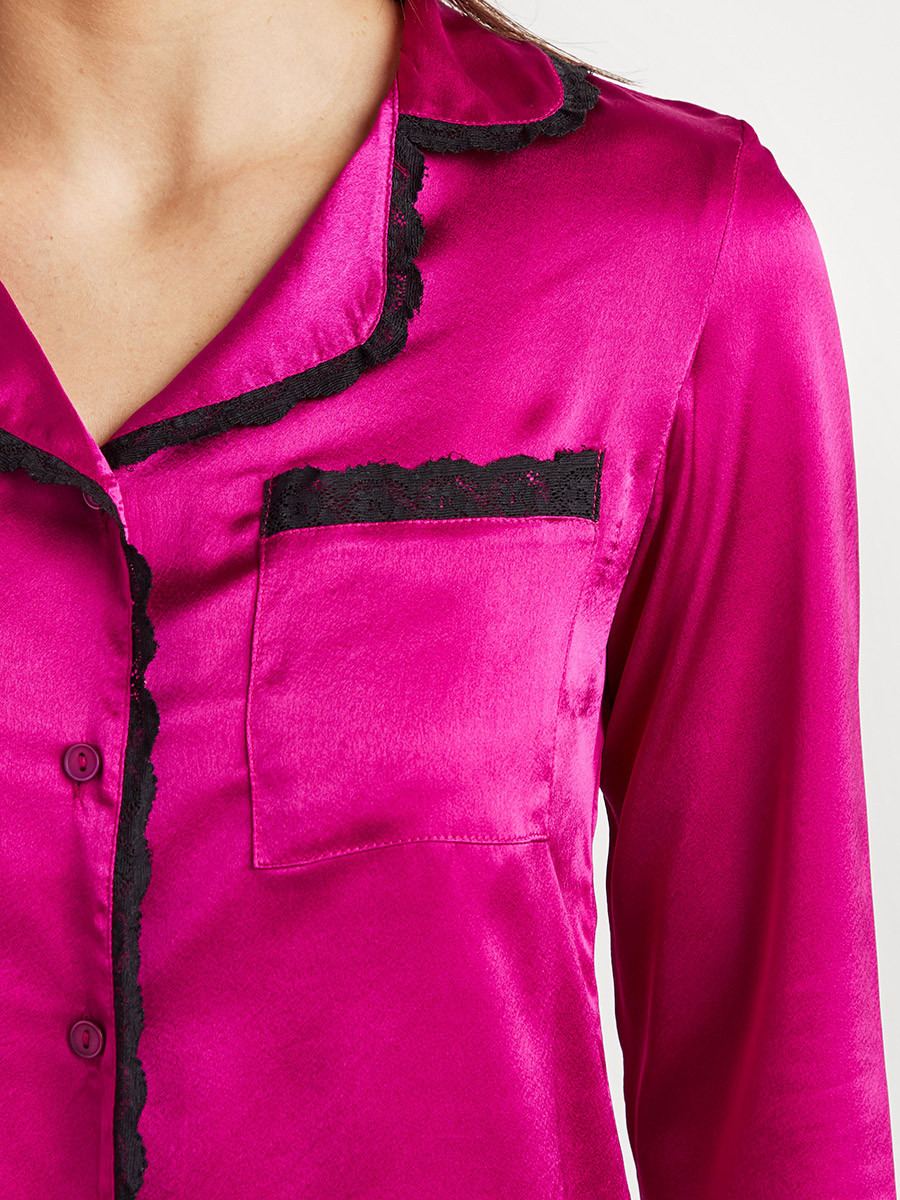 Styli Lace Trim Button Through Top and Pyjama Set-women-clothing-nightwear-pyjamas-longsets-image-3