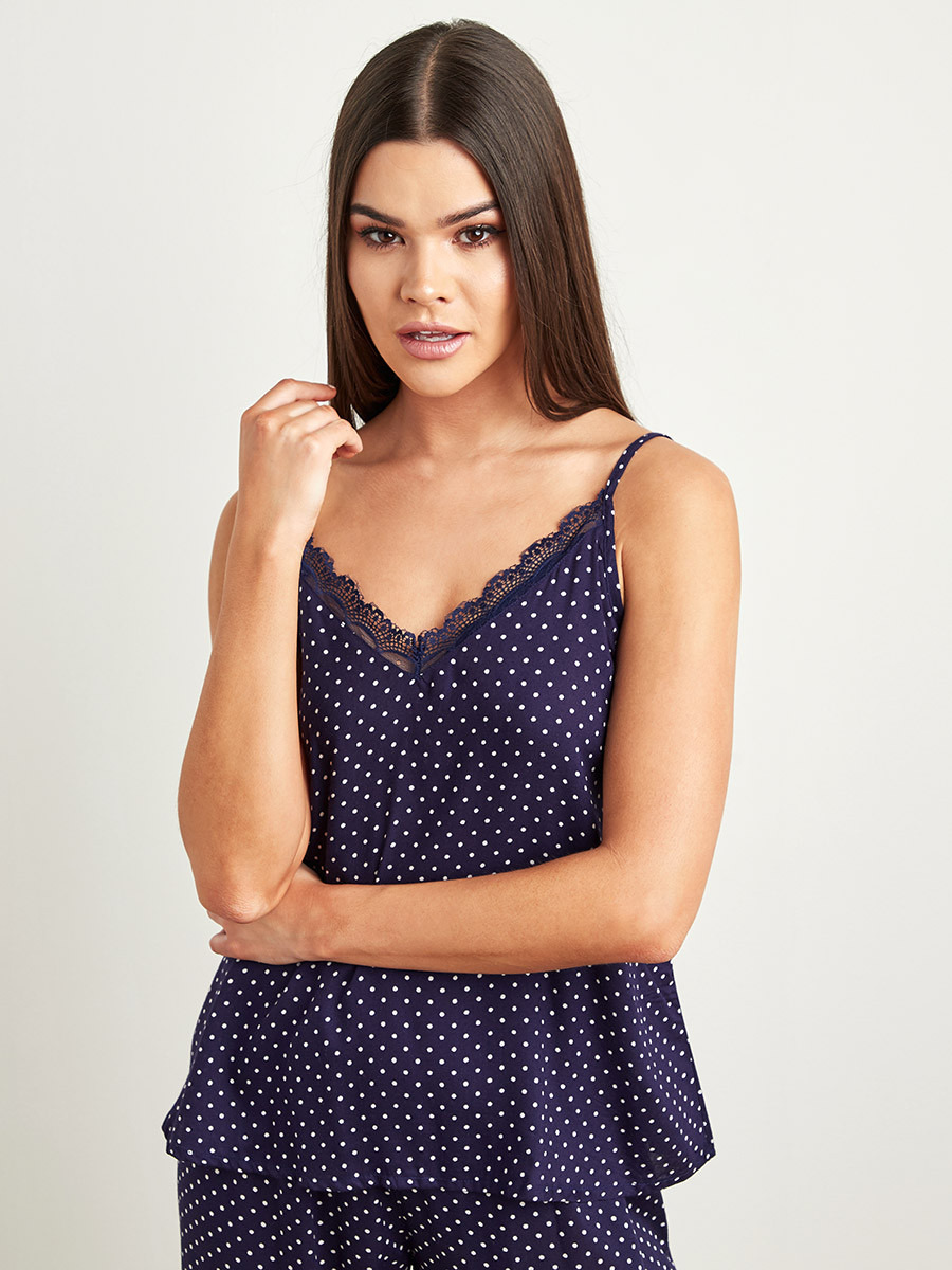 طقم بيجاما بنطلون وبلوزة بحمالات رفيعة منقطة من ستايلي-women-clothing-nightwear-pyjamas-bottoms-image-4
