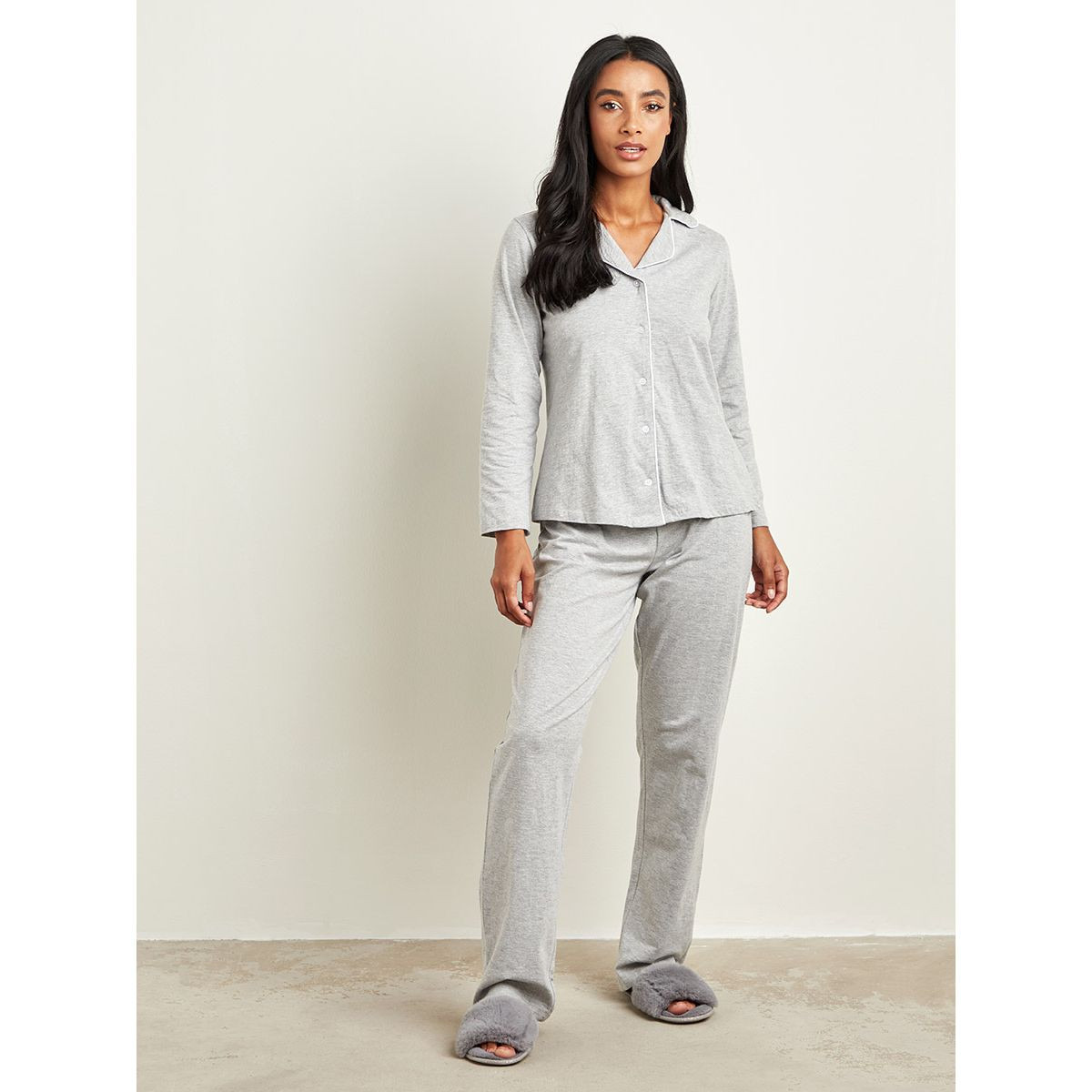 Styli Cotton Button Through Top and Pyjama Set-women-clothing-nightwear-pyjamas-longsets-image-1