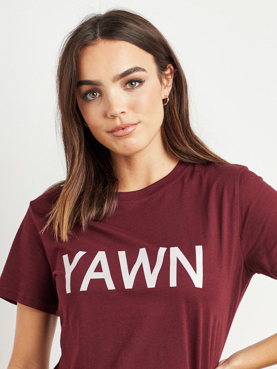 Styli Yawn Print Sleep Dress with Round Neckline-women-clothing-nightwear-nighties-image-3