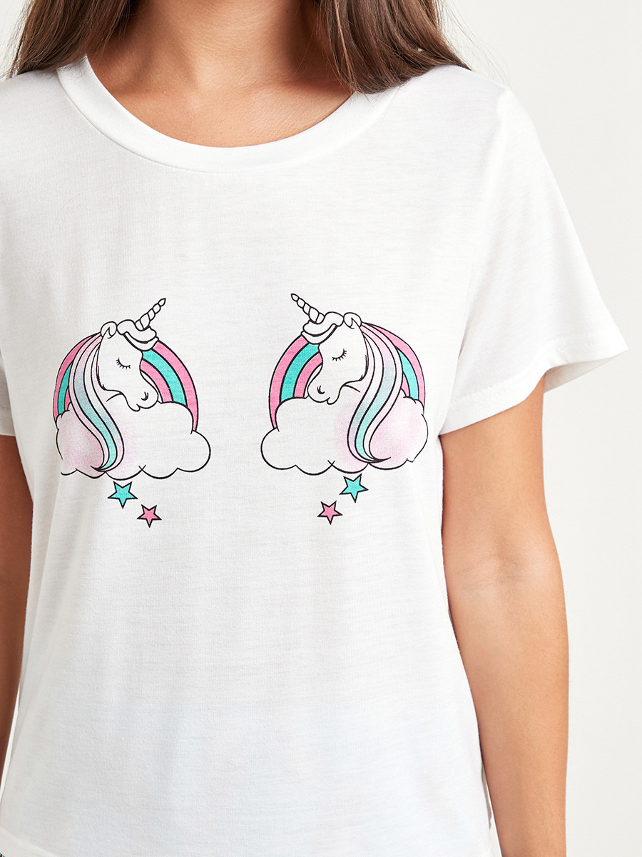 Styli Unicorn Printed Short Sleeves T-shirt and Full Length Pyjama Set-women-clothing-nightwear-pyjamas-longsets-image-5