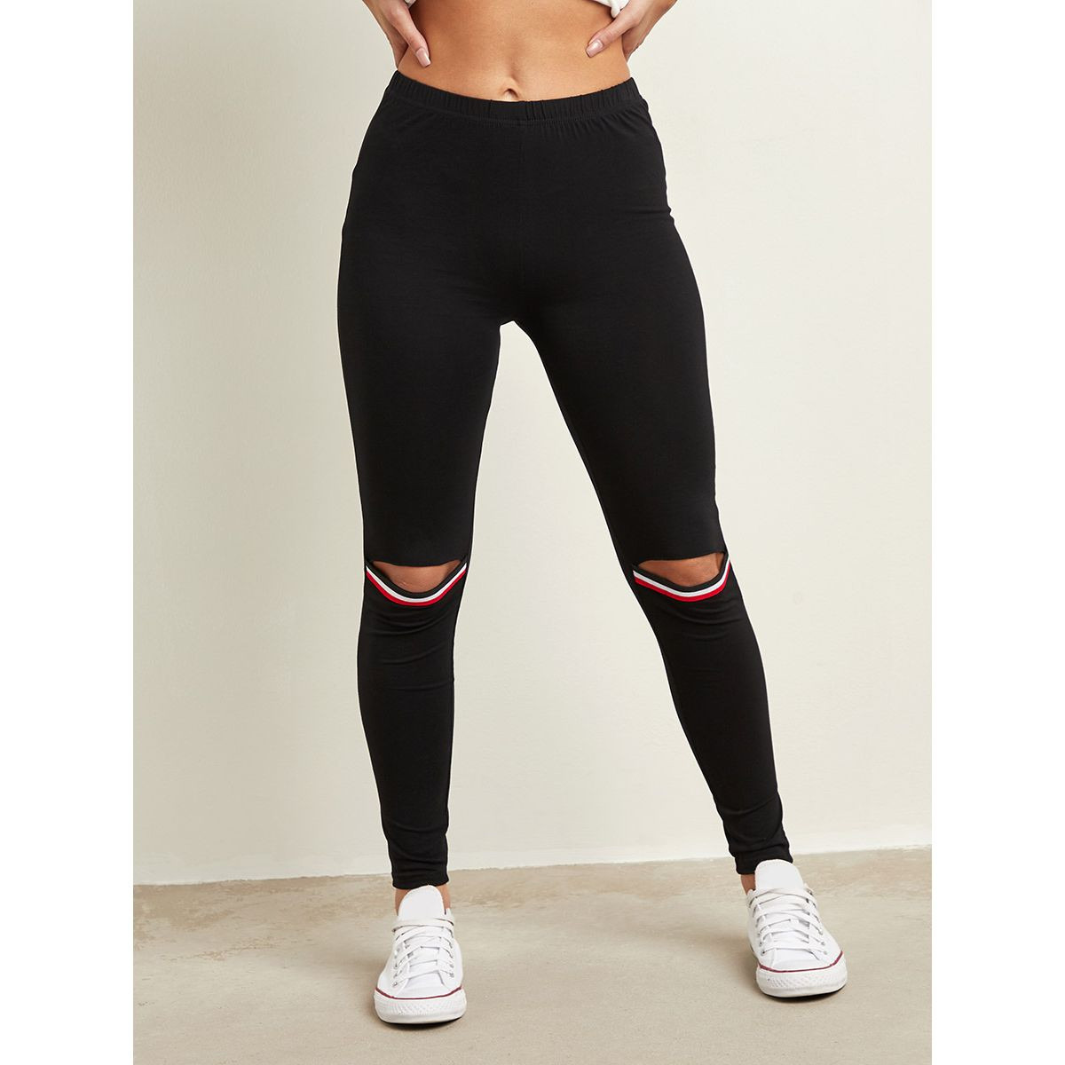 ليقنز مخطط وممزق على الركبة من ستايلي-women-clothing-leggings-image-1