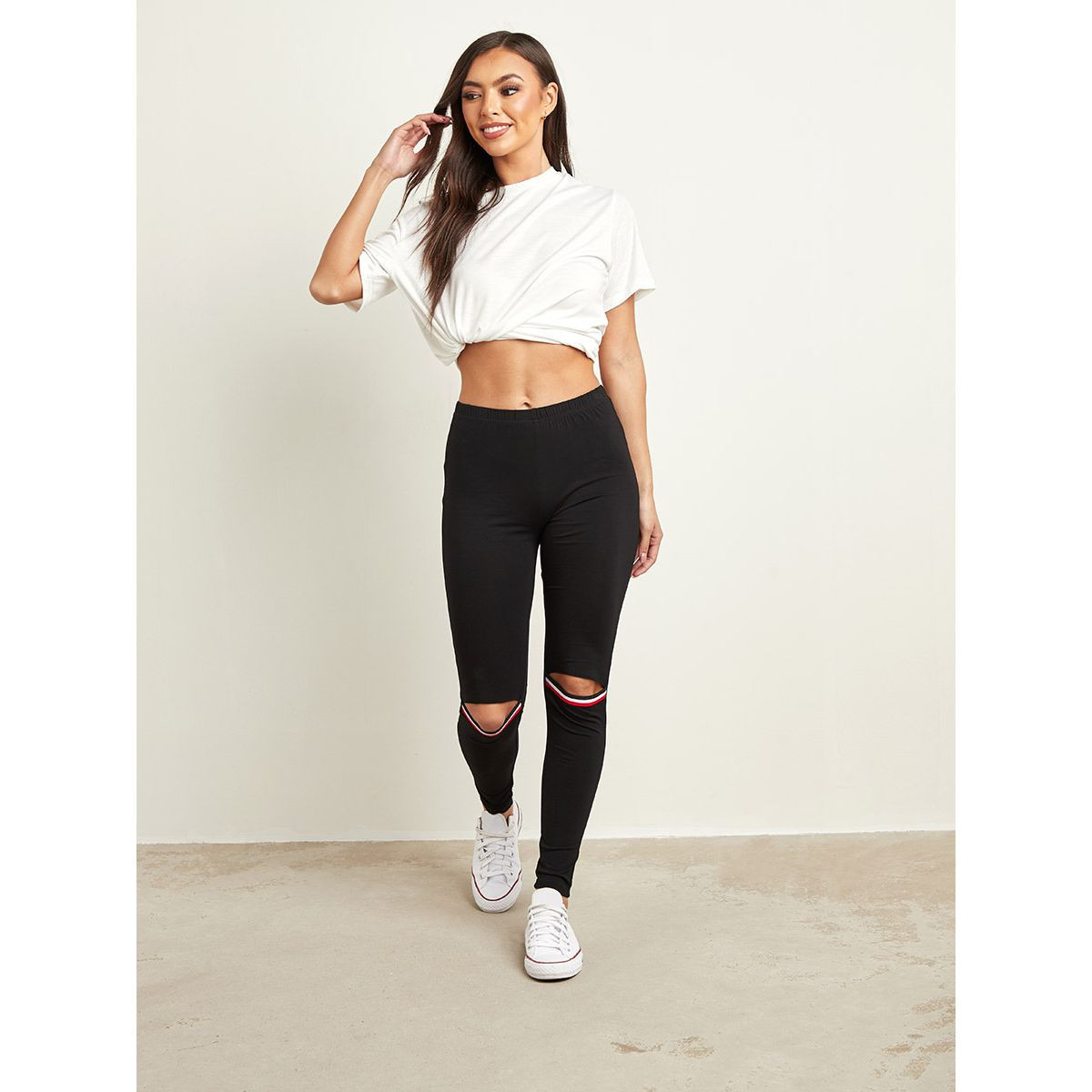 ليقنز مخطط وممزق على الركبة من ستايلي-women-clothing-leggings-image-2