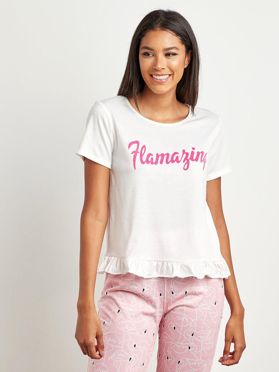 Styli Flamazing Printed Ruffle Hem T-shirt and Pyjama Set-women-clothing-nightwear-pyjamas-longsets-image-2