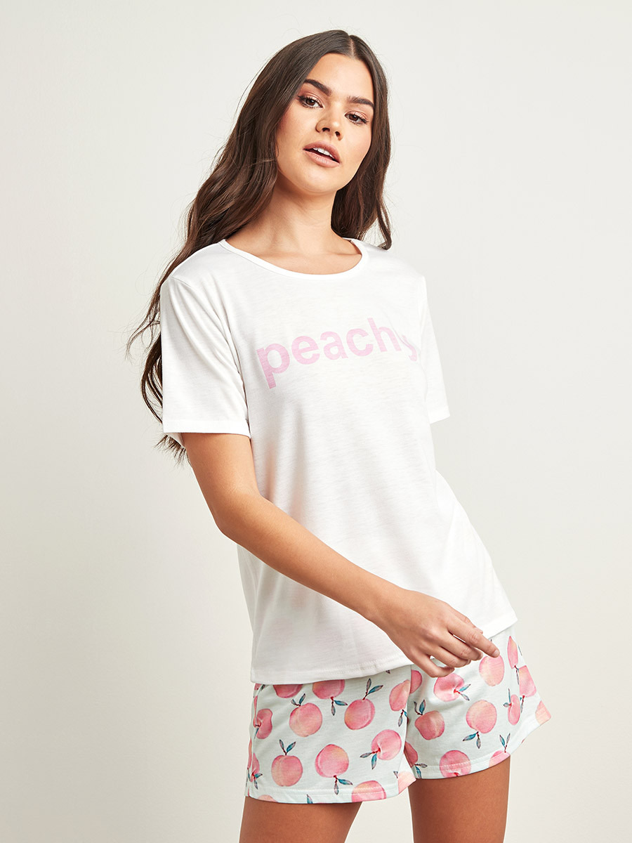 Styli Peachy Regular Fit T-shirt and Printed Shorts Set-women-clothing-nightwear-pyjamas-longsets-image-5