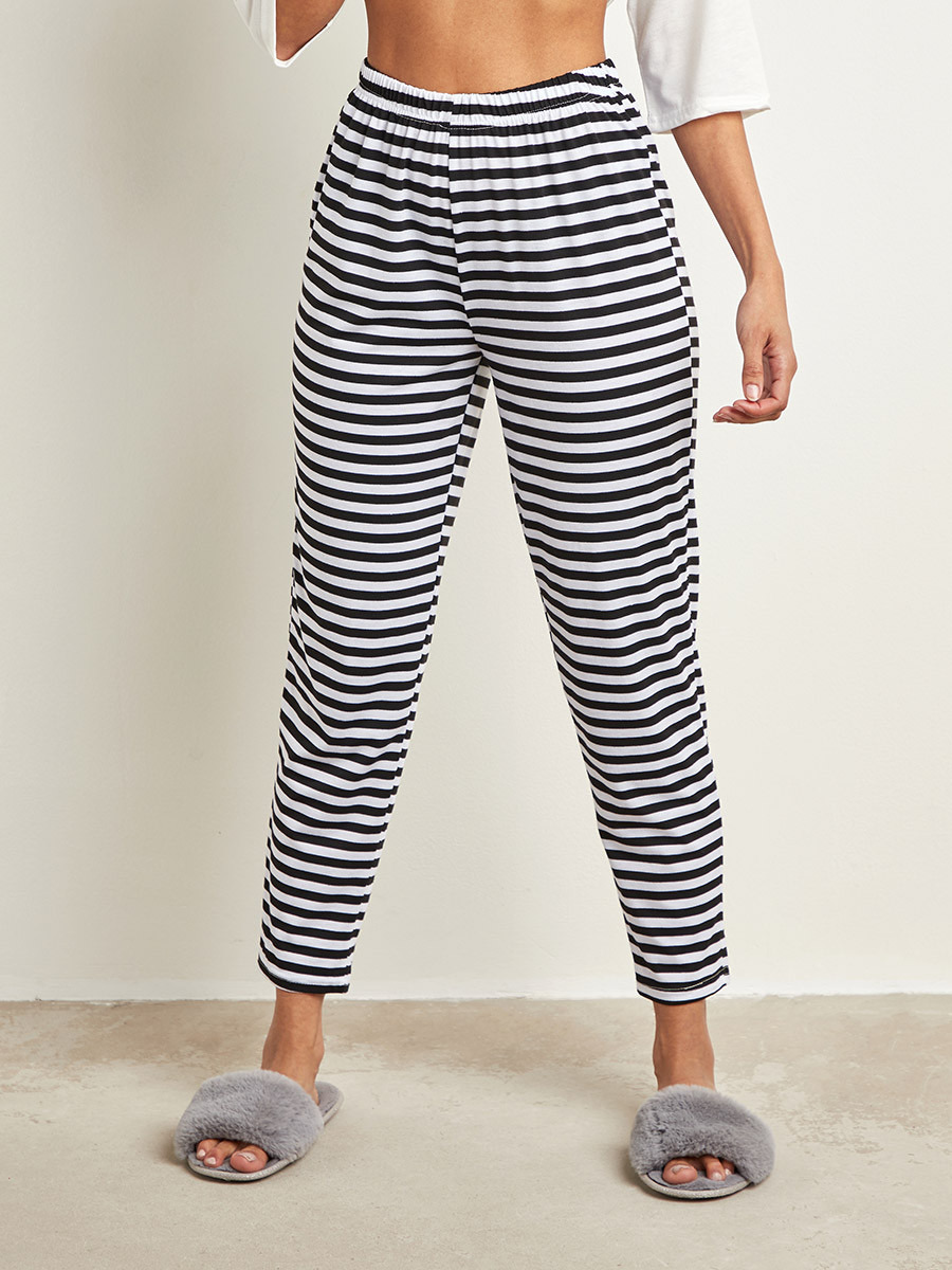 Styli Good Vibes Printed T-shirt and Striped Pyjama Set-women-clothing-nightwear-pyjamas-longsets-image-4