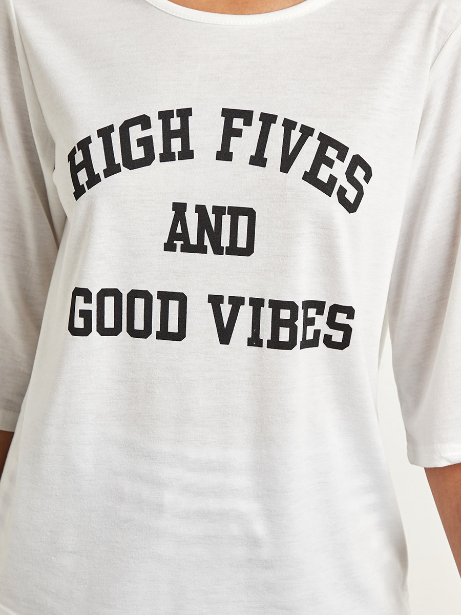 Styli Good Vibes Printed T-shirt and Striped Pyjama Set-women-clothing-nightwear-pyjamas-longsets-image-6