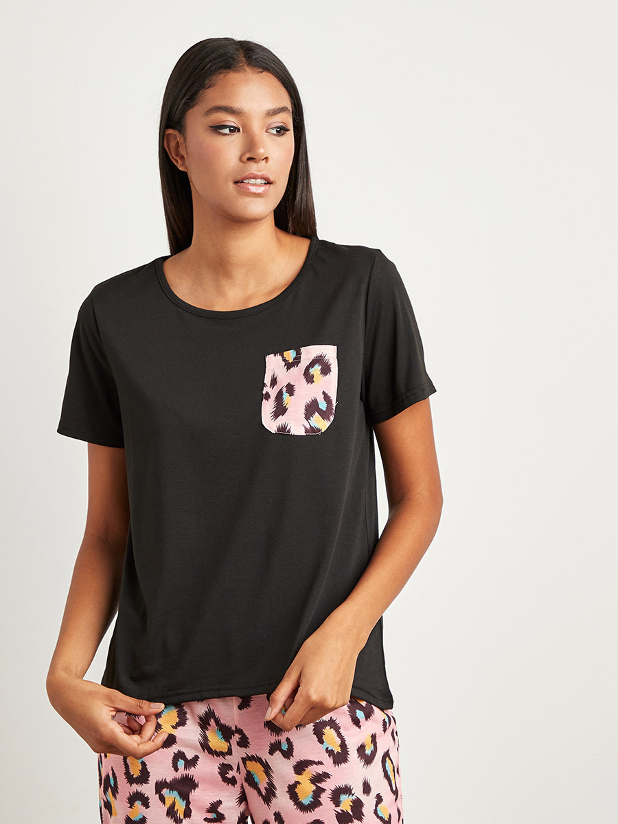 طقم بيجاما بنطلون مطبوع وتيشيرت من ستايلي-women-clothing-nightwear-pyjamas-longsets-image-2