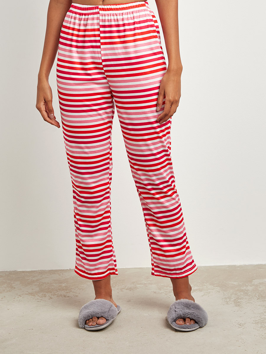 طقم بيجاما بنطلون مخطط وتيشيرت من ستايلي-women-clothing-nightwear-pyjamas-bottoms-image-3