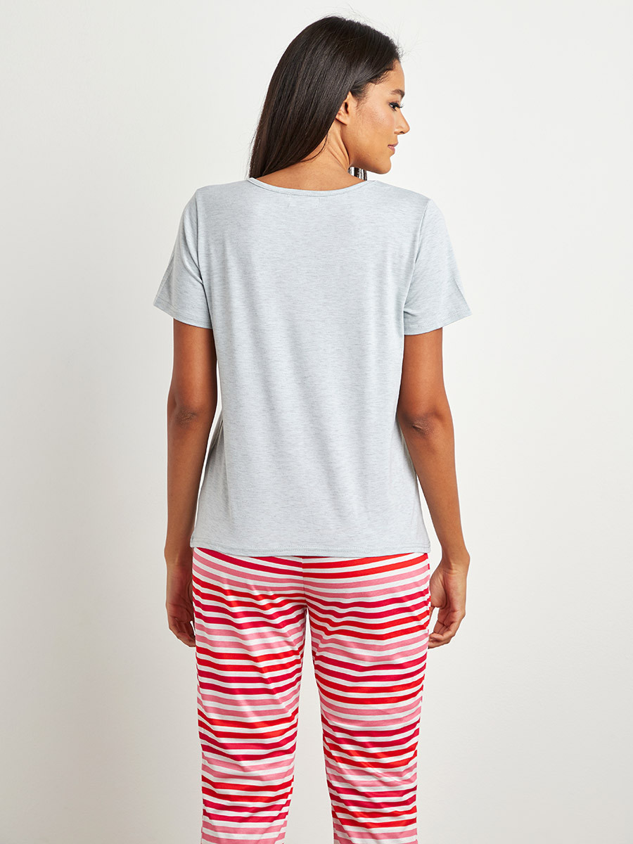 طقم بيجاما بنطلون مخطط وتيشيرت من ستايلي-women-clothing-nightwear-pyjamas-bottoms-image-4