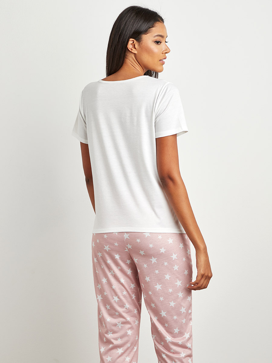 Styli Contrast Star Printed T-shirt and Pyjama Set-women-clothing-nightwear-pyjamas-longsets-image-5