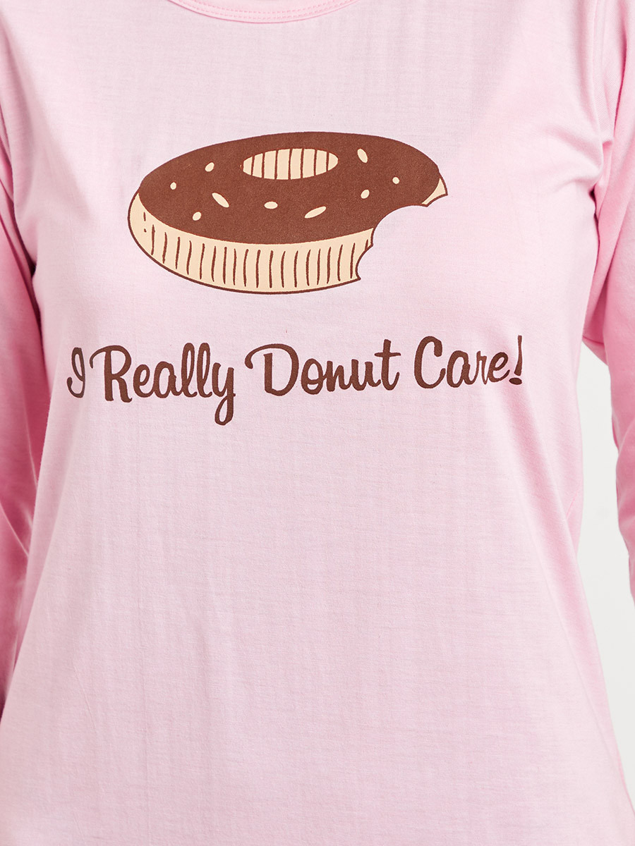 Donut Printed Sleep Dress with Short Sleeves-women-clothing-nightwear-nighties-image-3