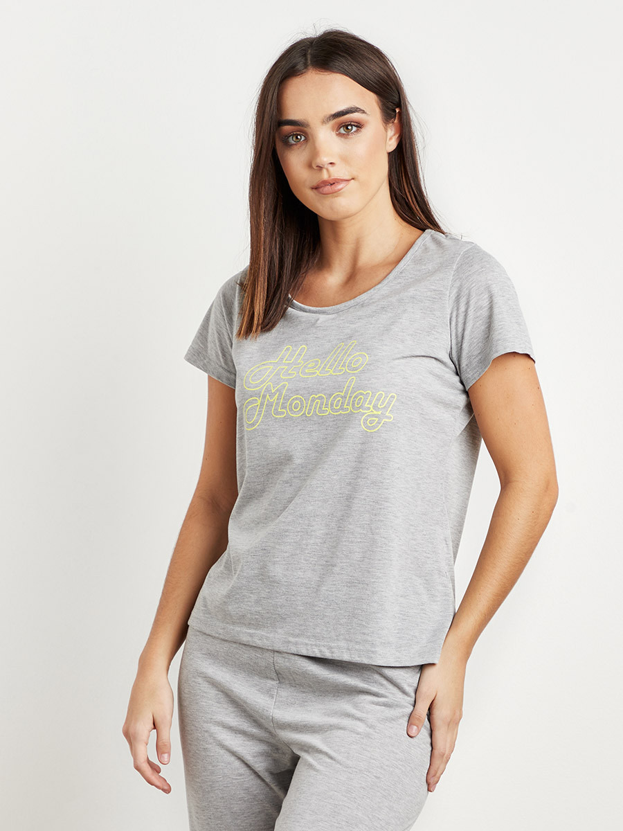 طقم بيجاما بنطلون وتيشيرت بطبعة-women-clothing-nightwear-pyjamas-bottoms-image-2