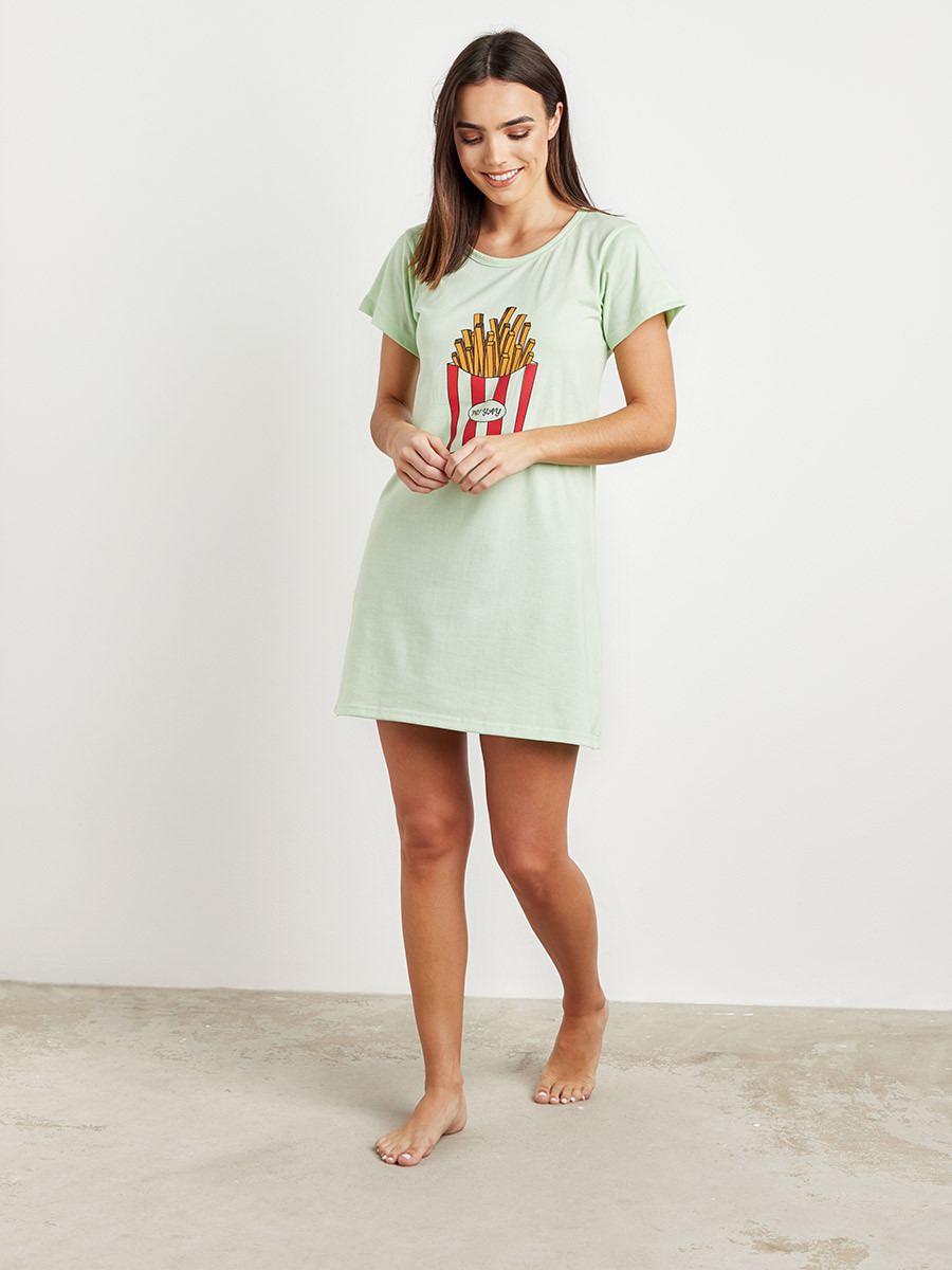 Friyay Printed Mini Sleep Dress with Short Sleeves-women-clothing-nightwear-nighties-image-2