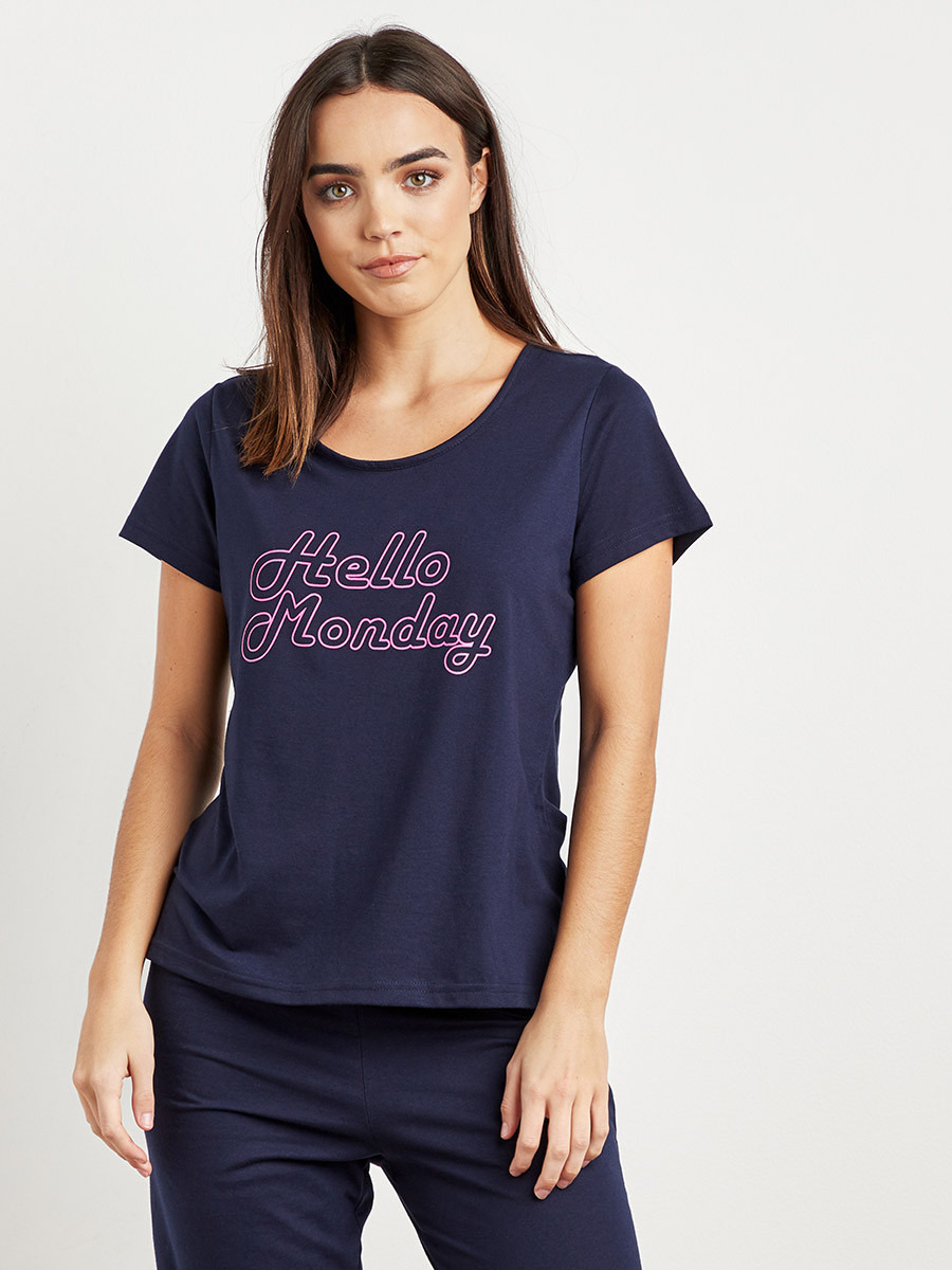 طقم بيجاما بنطلون وتيشيرت بطبعة-women-clothing-nightwear-pyjamas-longsets-image-3