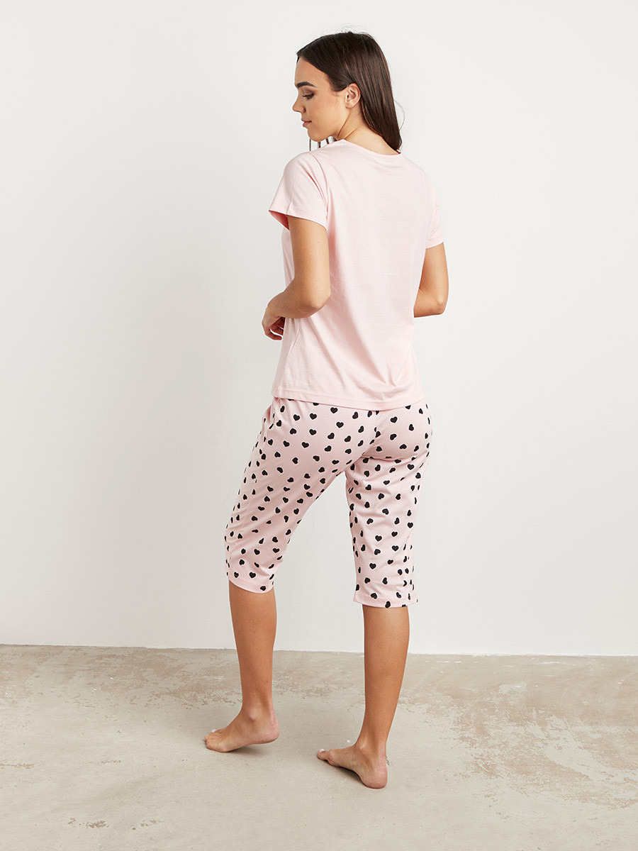 Making Magic Happen Print T-shirt and Capri Set-women-clothing-nightwear-pyjamas-longsets-image-4