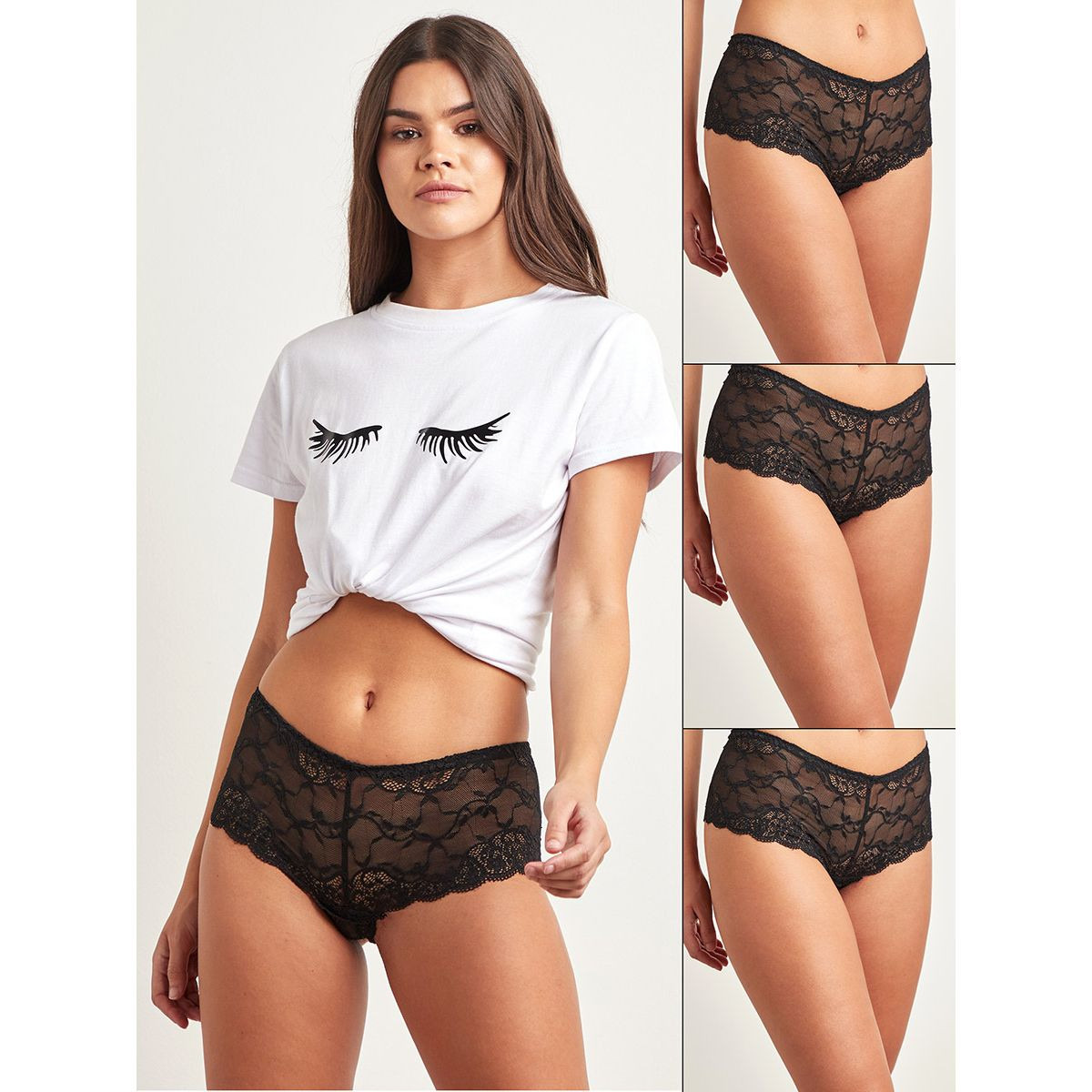 Styli Pack of 3 - Lace Short Brief-women-clothing-lingerie-panties-image-1