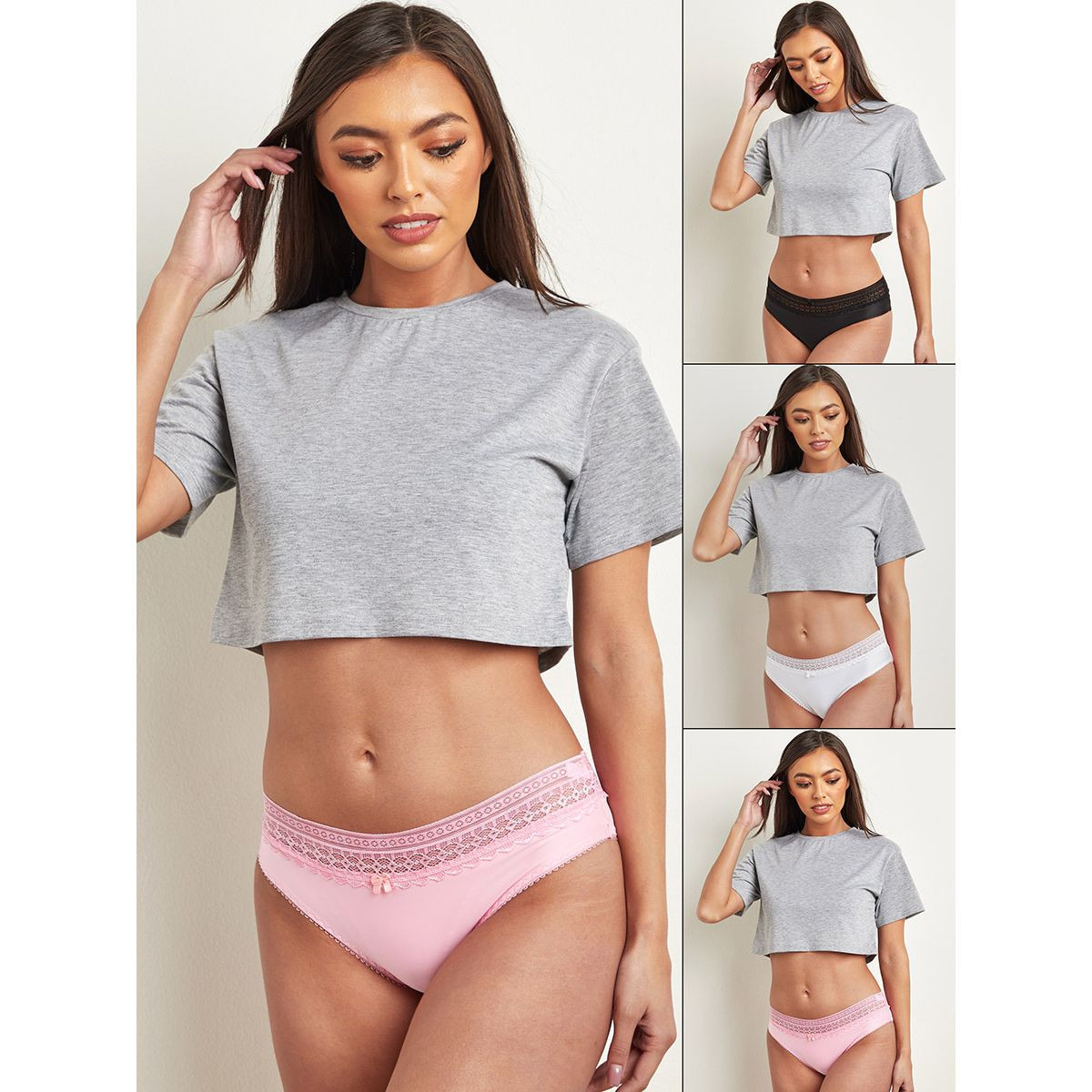 Pack of 3 - Wide Lace Band Trim Boyshorts-women-clothing-lingerie-panties-image-1