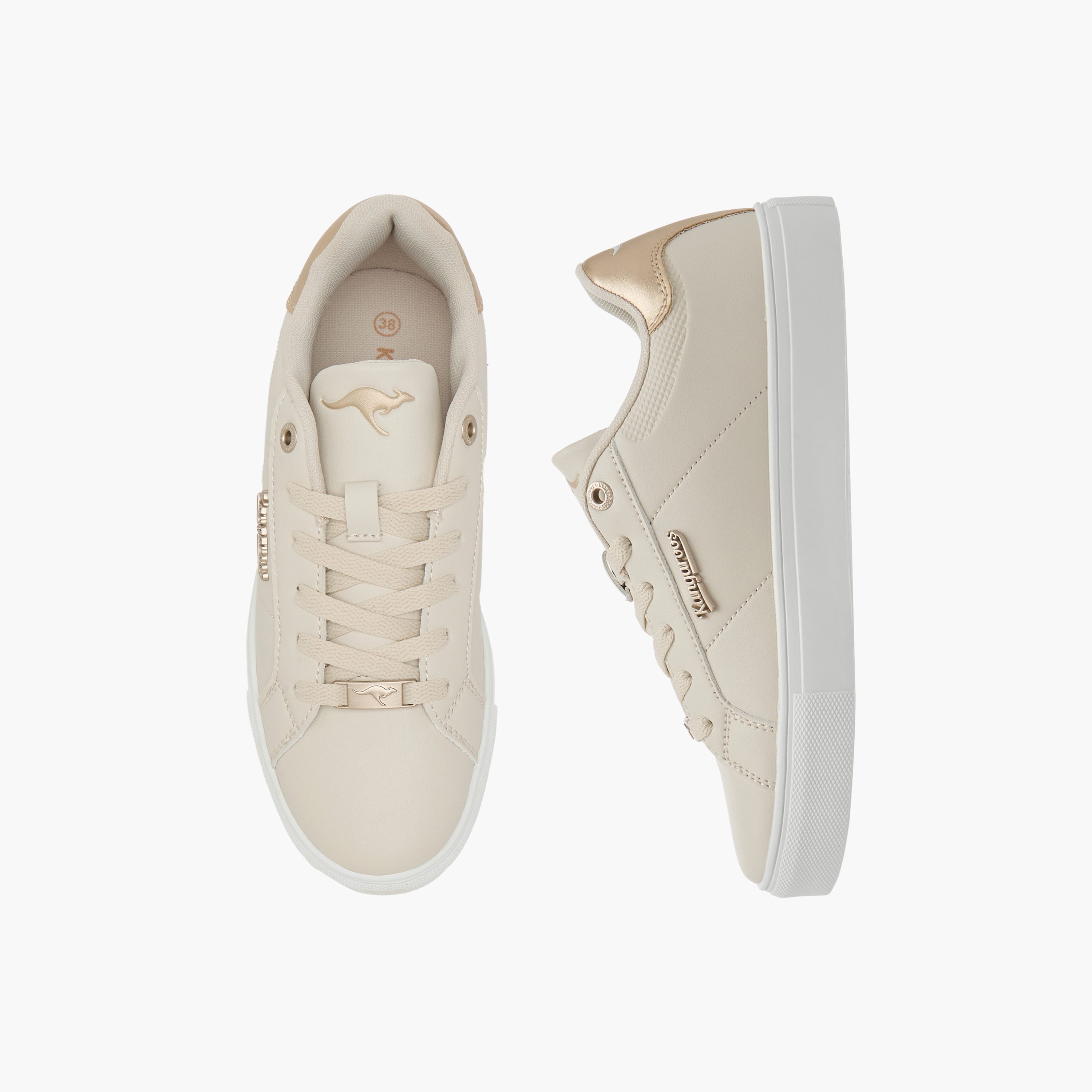 KangaROOS Women's Panelled Lace-Up Sneakers with Metal Accent-women-shoes-sneakers-image-1