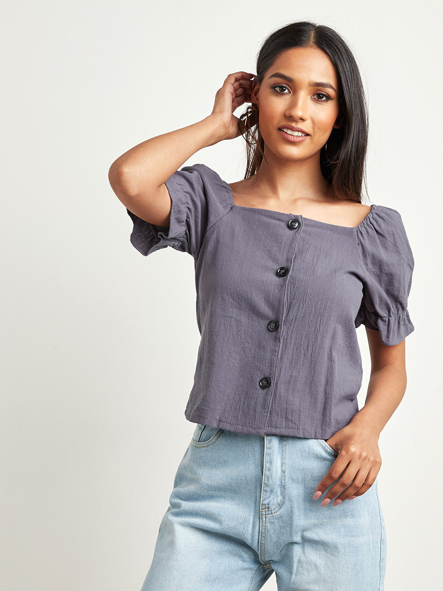 بلوزة سادة بأزرار من ستايلي-women-clothing-shirtsandblouses-blouses-image-1