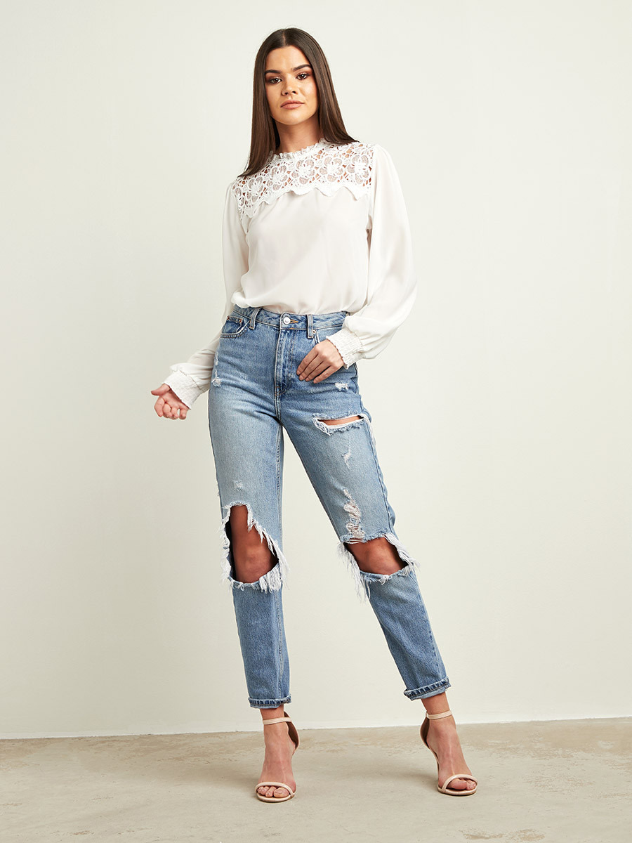 بلوزة سادة بتفاصيل كروشيه من ستايلي-women-clothing-shirtsandblouses-blouses-image-2