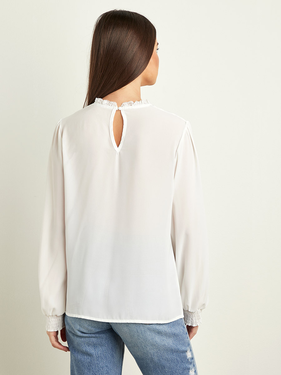 بلوزة سادة بتفاصيل كروشيه من ستايلي-women-clothing-shirtsandblouses-blouses-image-3