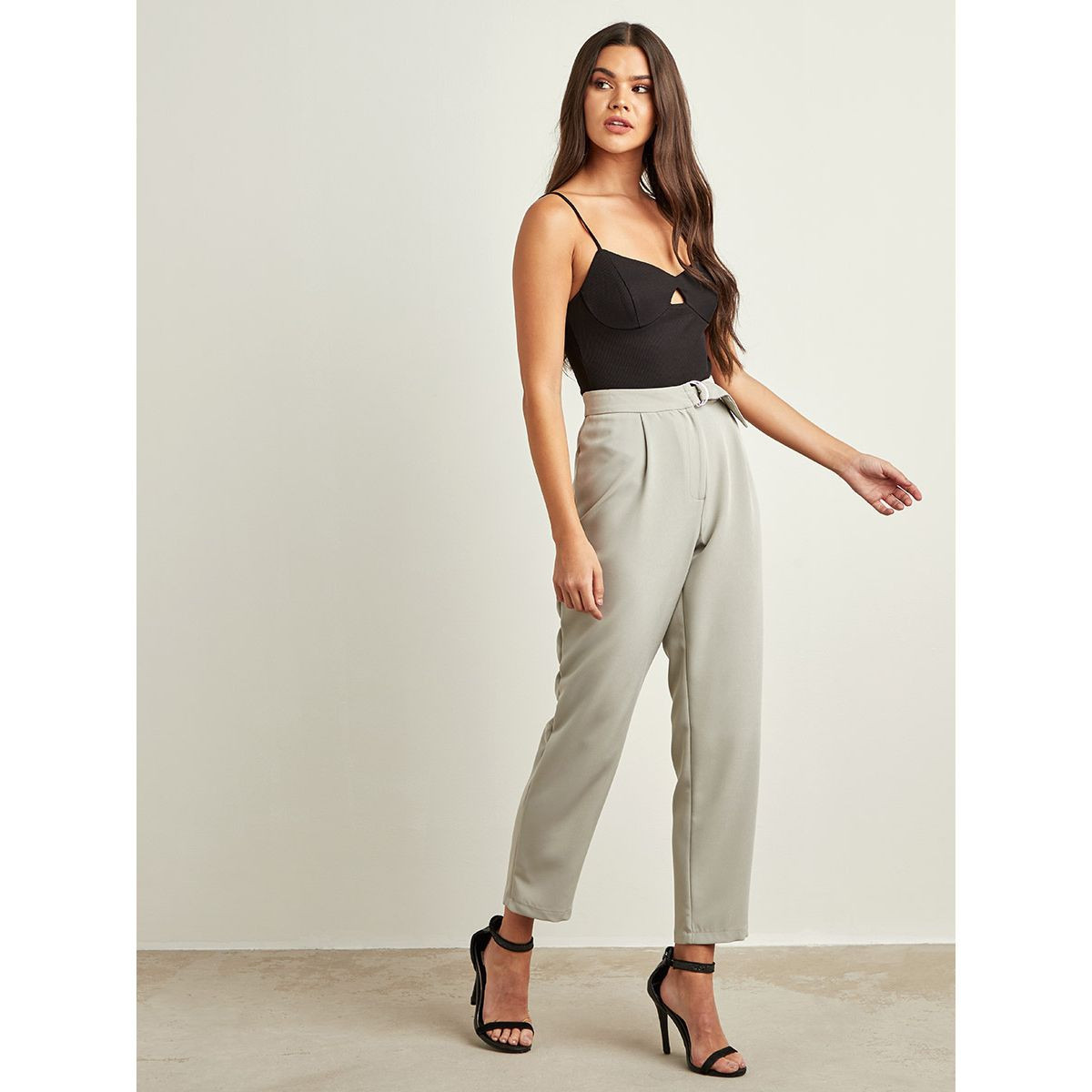 بنطلون سادة بحزام من ستايلي-women-clothing-trousers-image-2